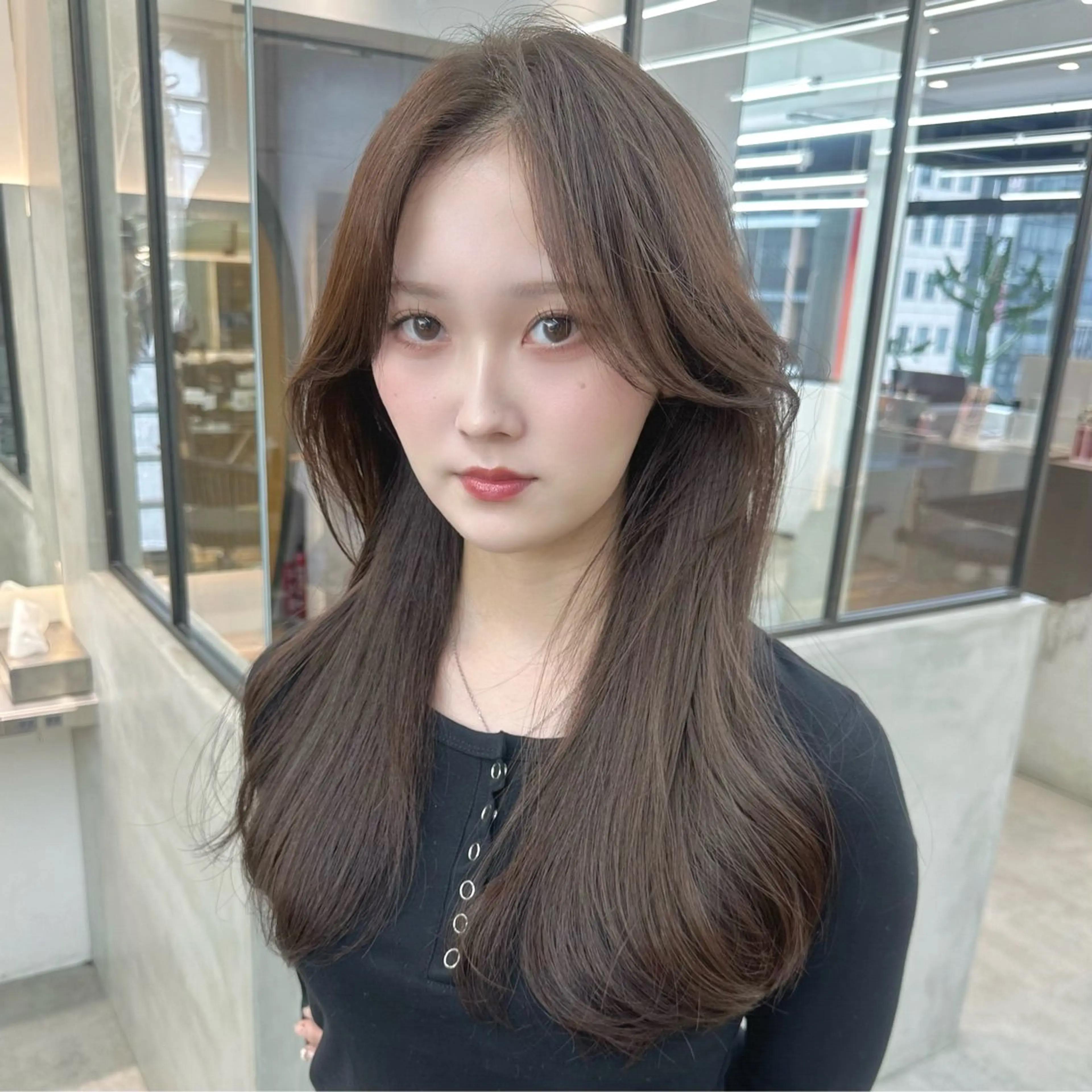 ロング カラー カット ヘアカラー トリートメント 縮毛/レイヤー 韓国/橋口のヘアスタイル