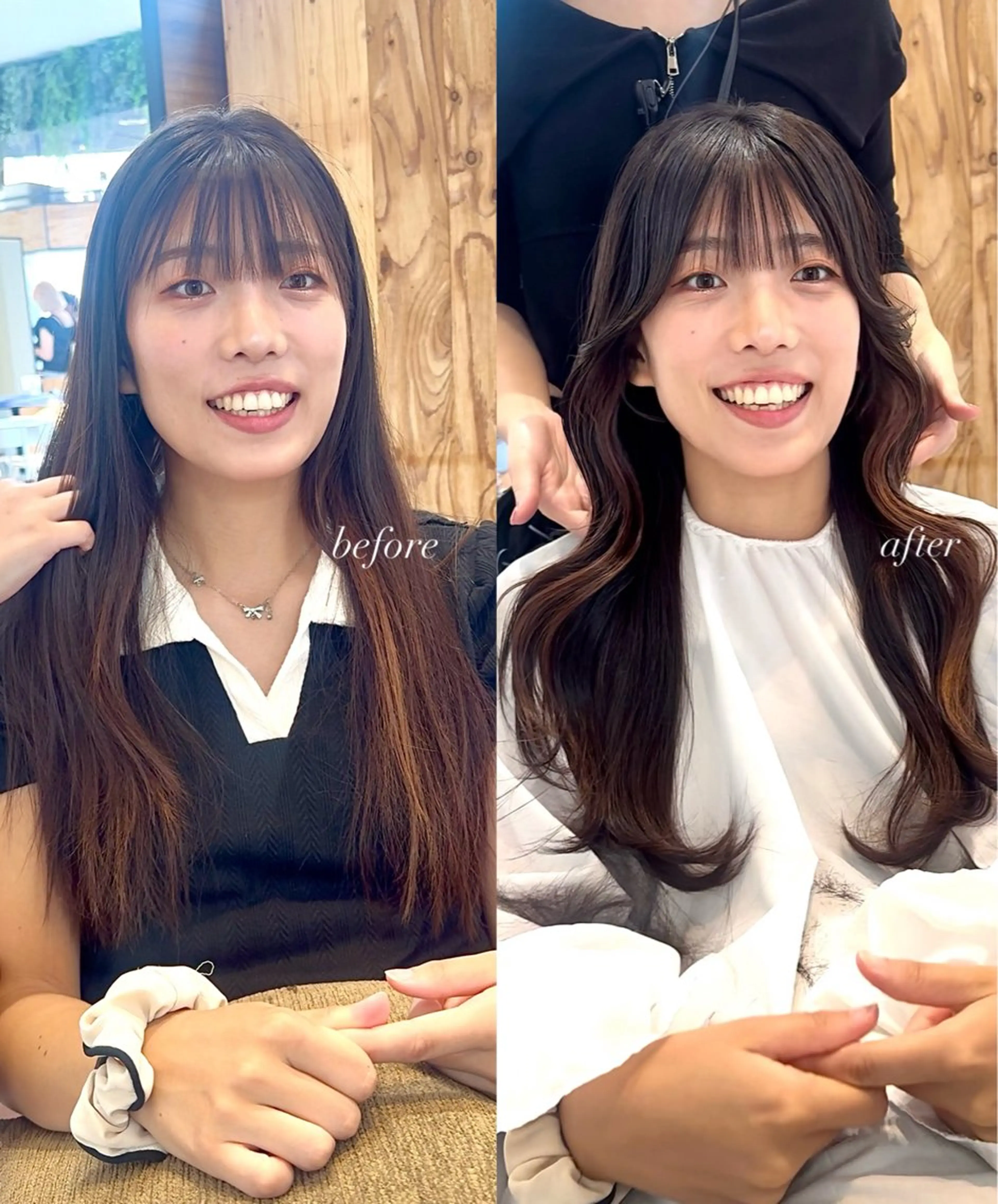 ミディアム りん/ワンホン/艶髪 ／小顔顔周りカットのヘアスタイル