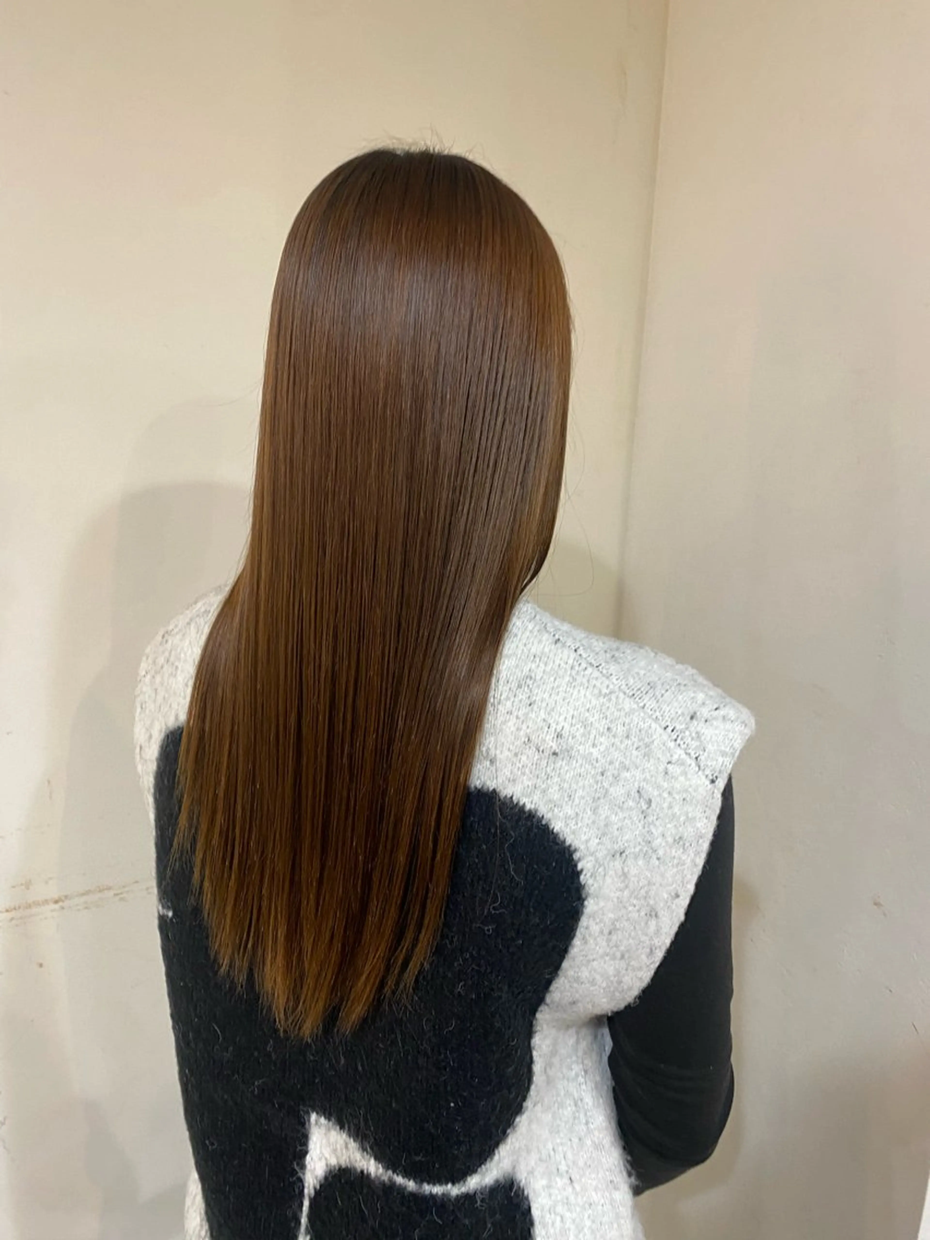 ロング カット 縮毛矯正 韓国風レイヤー× くびれヘア艶髪のヘアスタイル