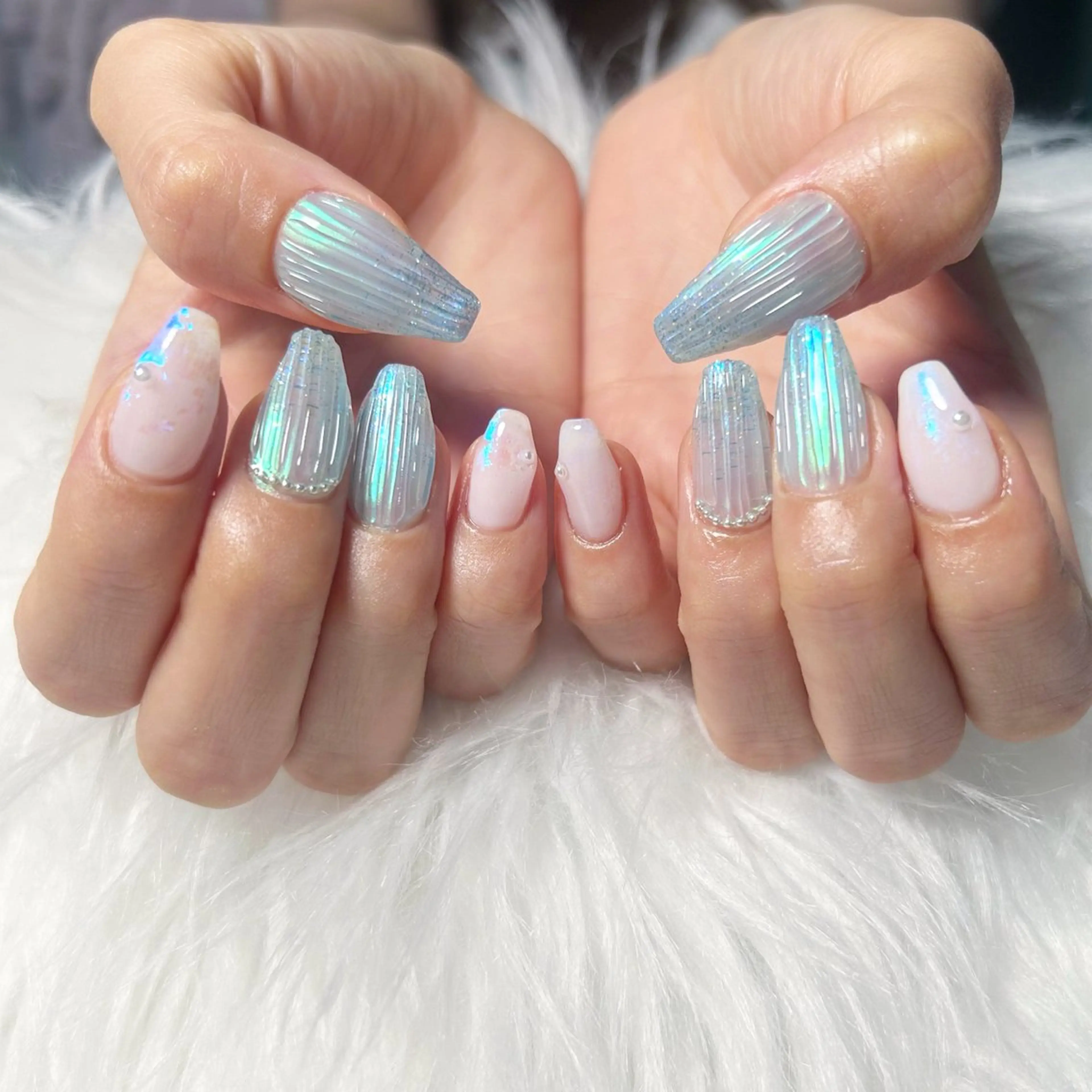 ネイル フラッシュネイル フレンチネイル ジェルネイル キラキラネイル マグネットネイル ハンドネイル haac nailsのネイルデザイン