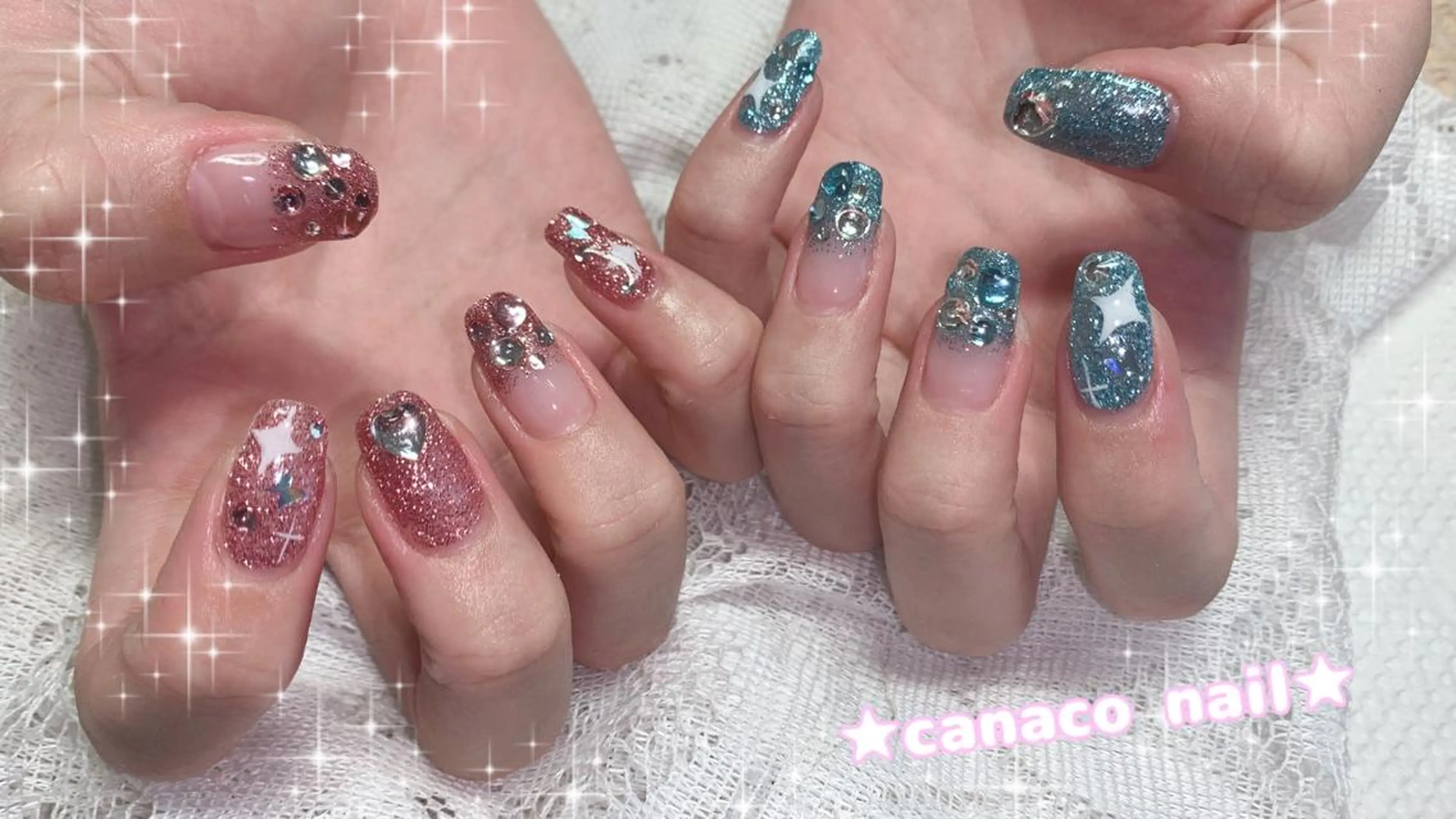 ネイル アートネイル ジェルネイル ハート キラキラネイル パラジェル ハンドネイル ハンドケア ベテランネイル cnc nailのネイルデザイン