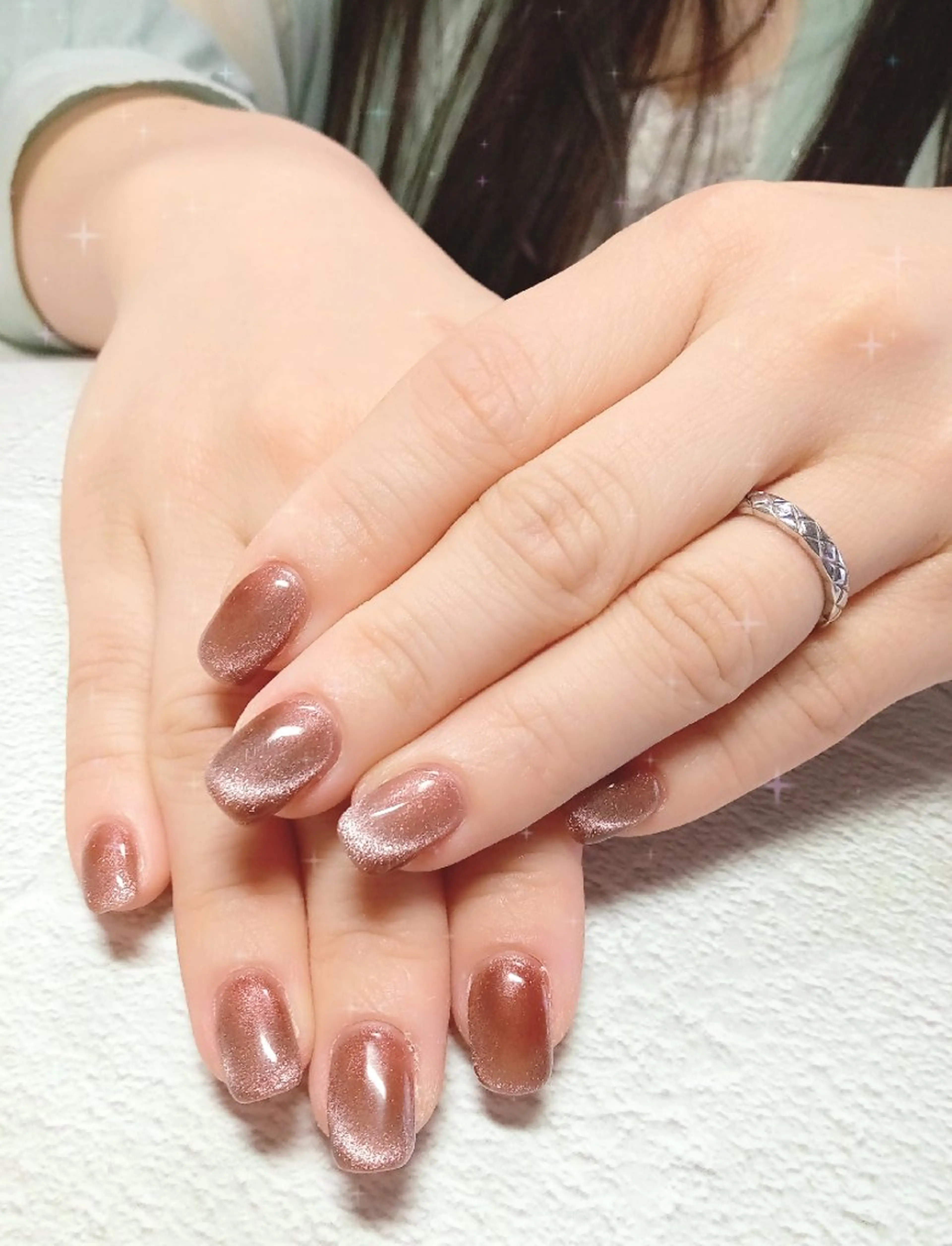 ネイル ハート キラキラネイル マグネットネイル ビー玉ネイル オフィスネイル ハンドネイル flure de neige yukiのネイルデザイン