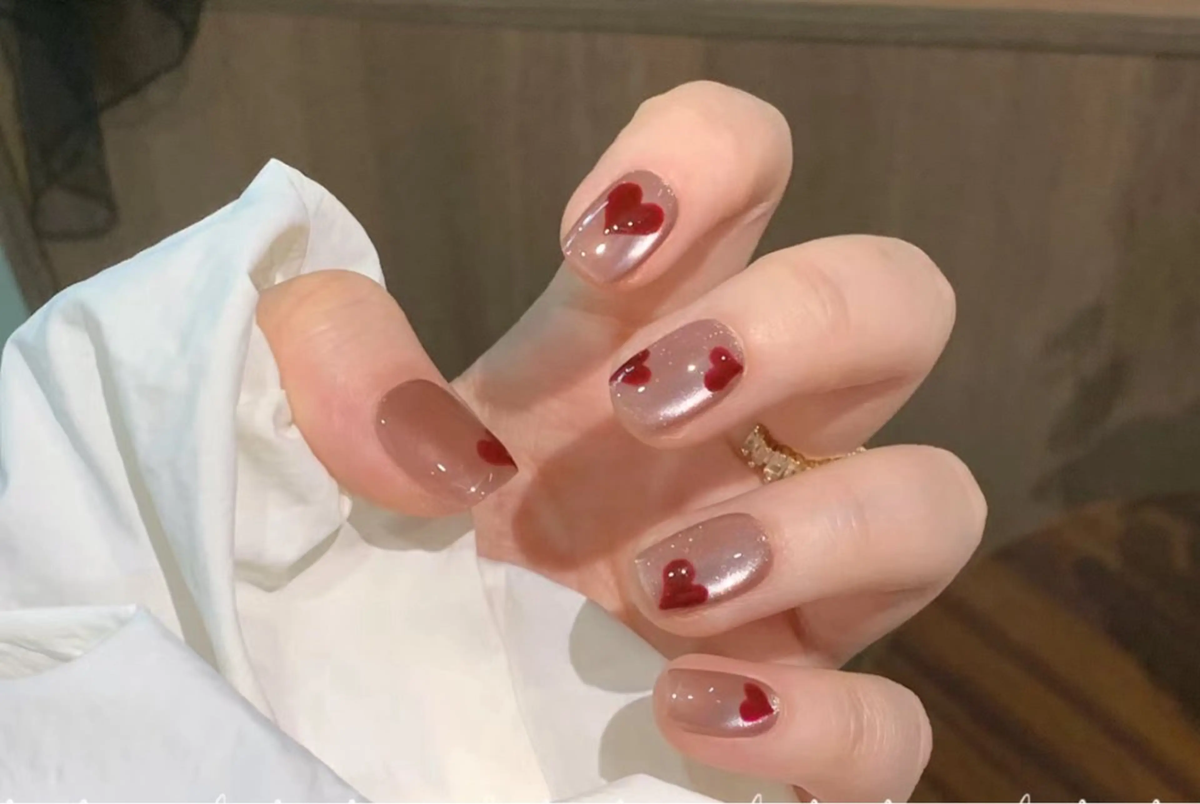 ネイル チークネイル 長さ出し ハート マグネットネイル 持ち込み ハンドネイル 長出し専門店🎀 HARO💕Nailのネイルデザイン