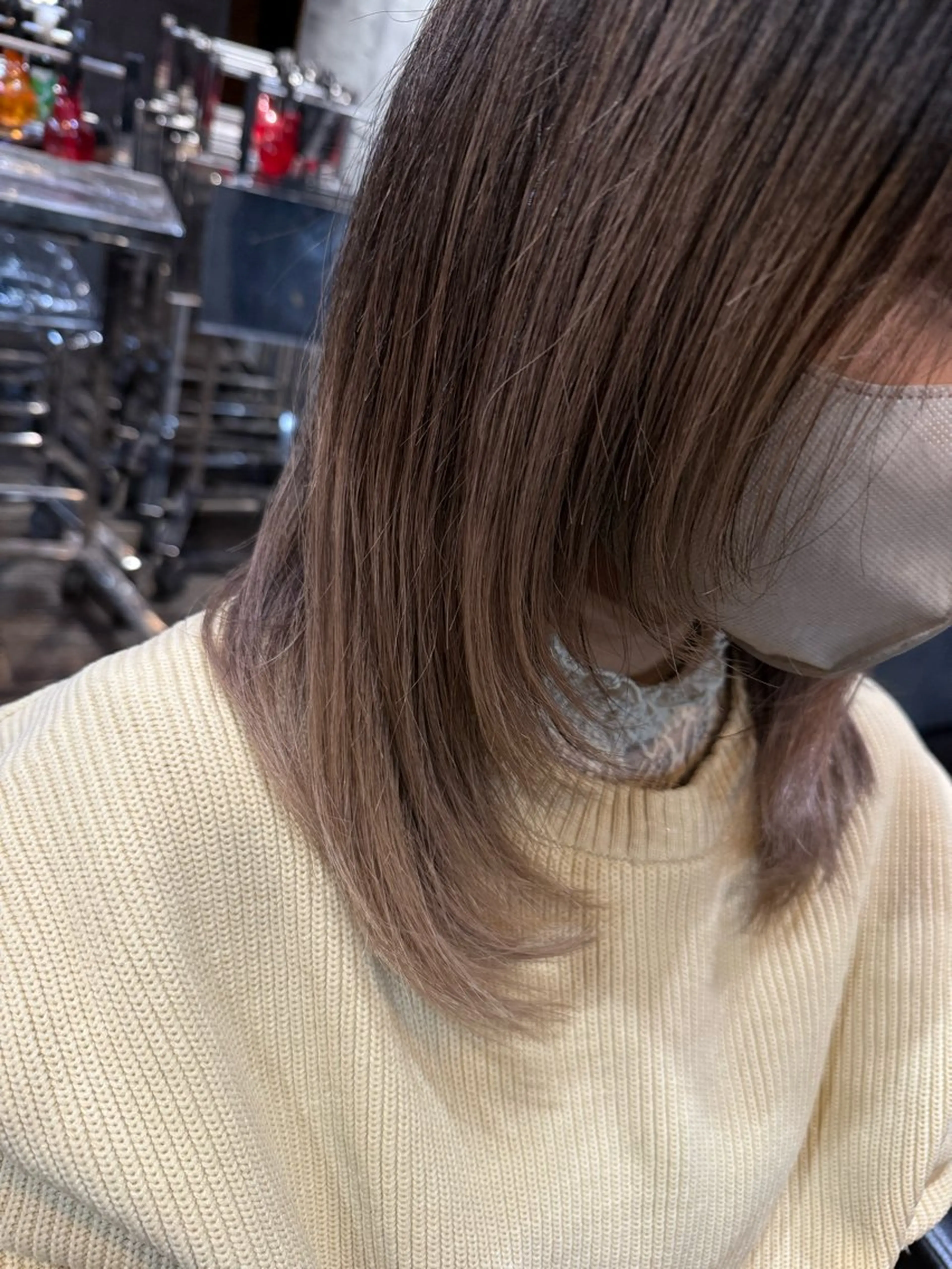ミディアム 顔まわりレイヤー 顔周りカット レイヤーカット M.Fe's はるな 🖤メンズカット募集のヘアスタイル