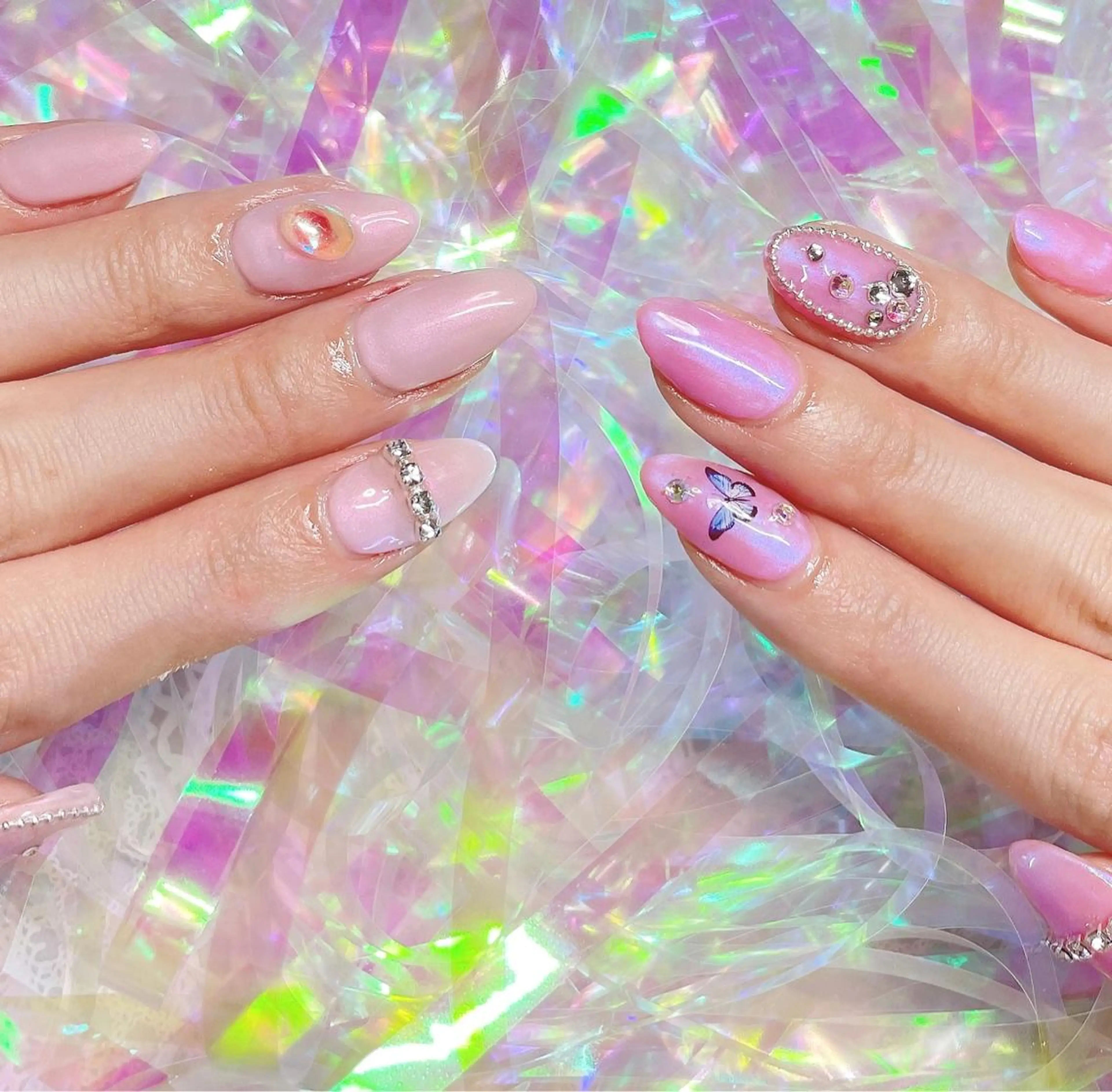 ネイル 23時まで❤︎韓国、 ワンホンネイルのネイルデザイン