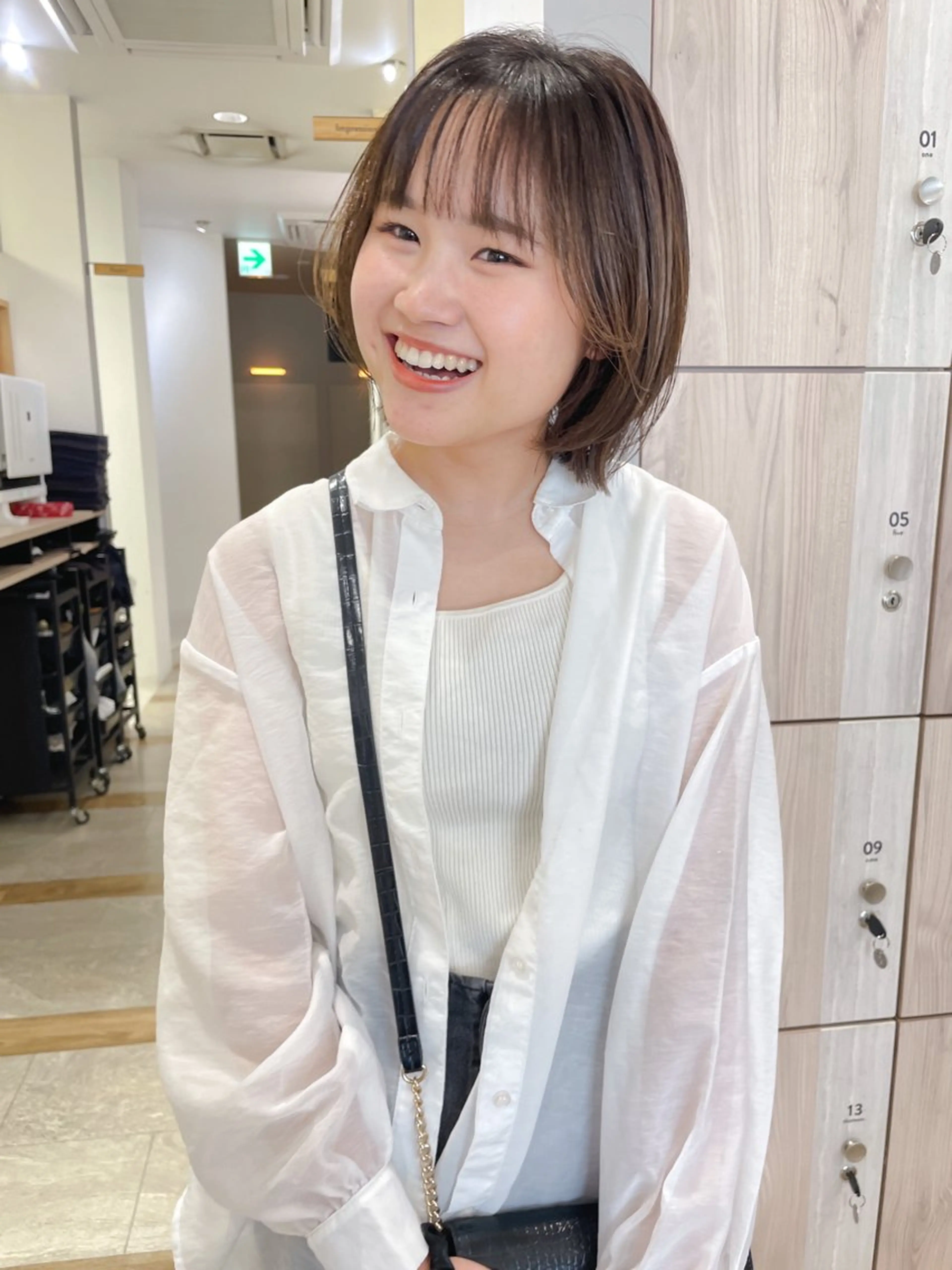 ミディアム カラー ヘアカラー トリートメント gotoday天神所属・緒方リエ 時短ショート・ボブのヘアスタイル