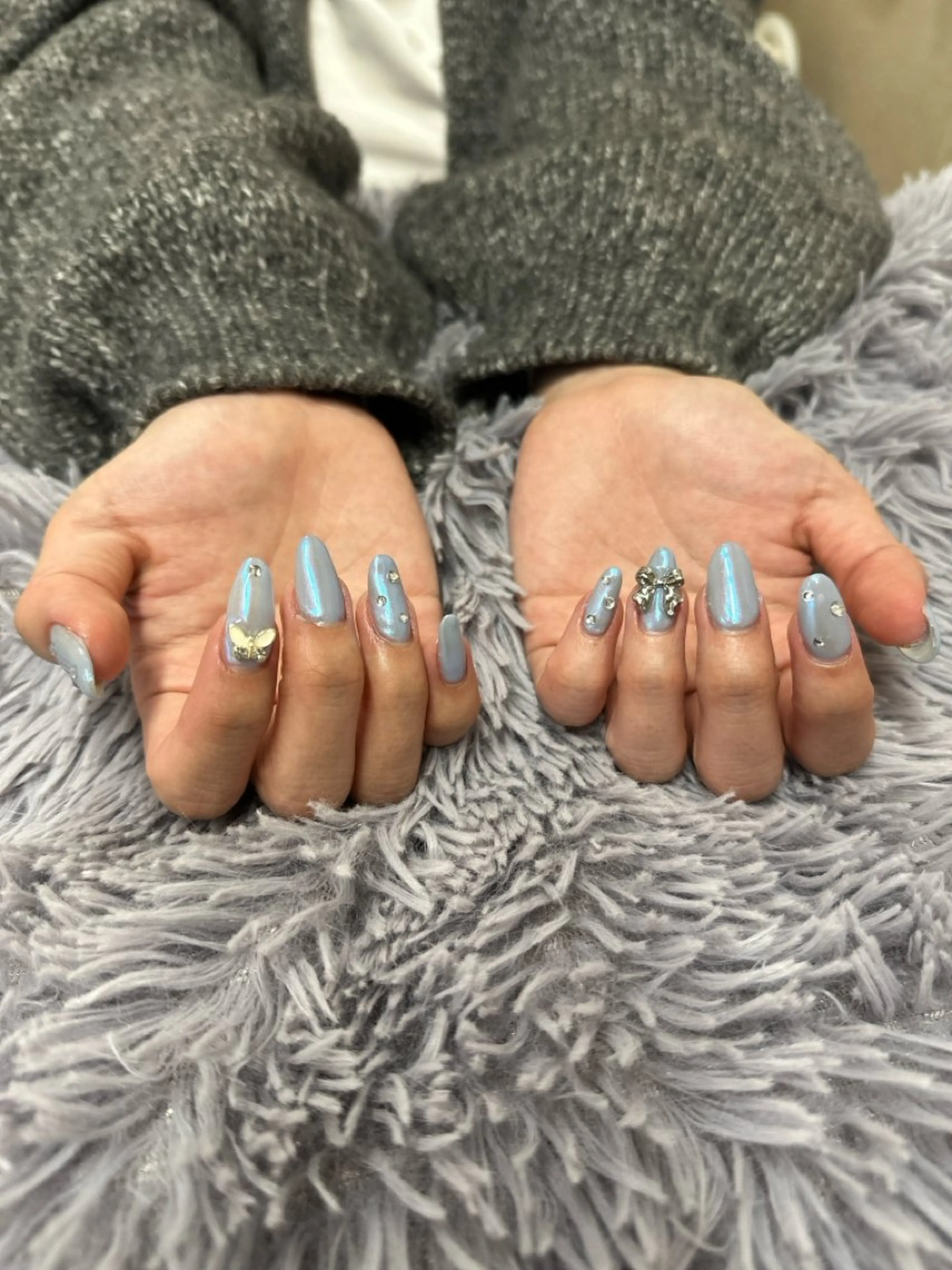 ネイル オーロラネイル 水色 POLISH サナのネイルデザイン