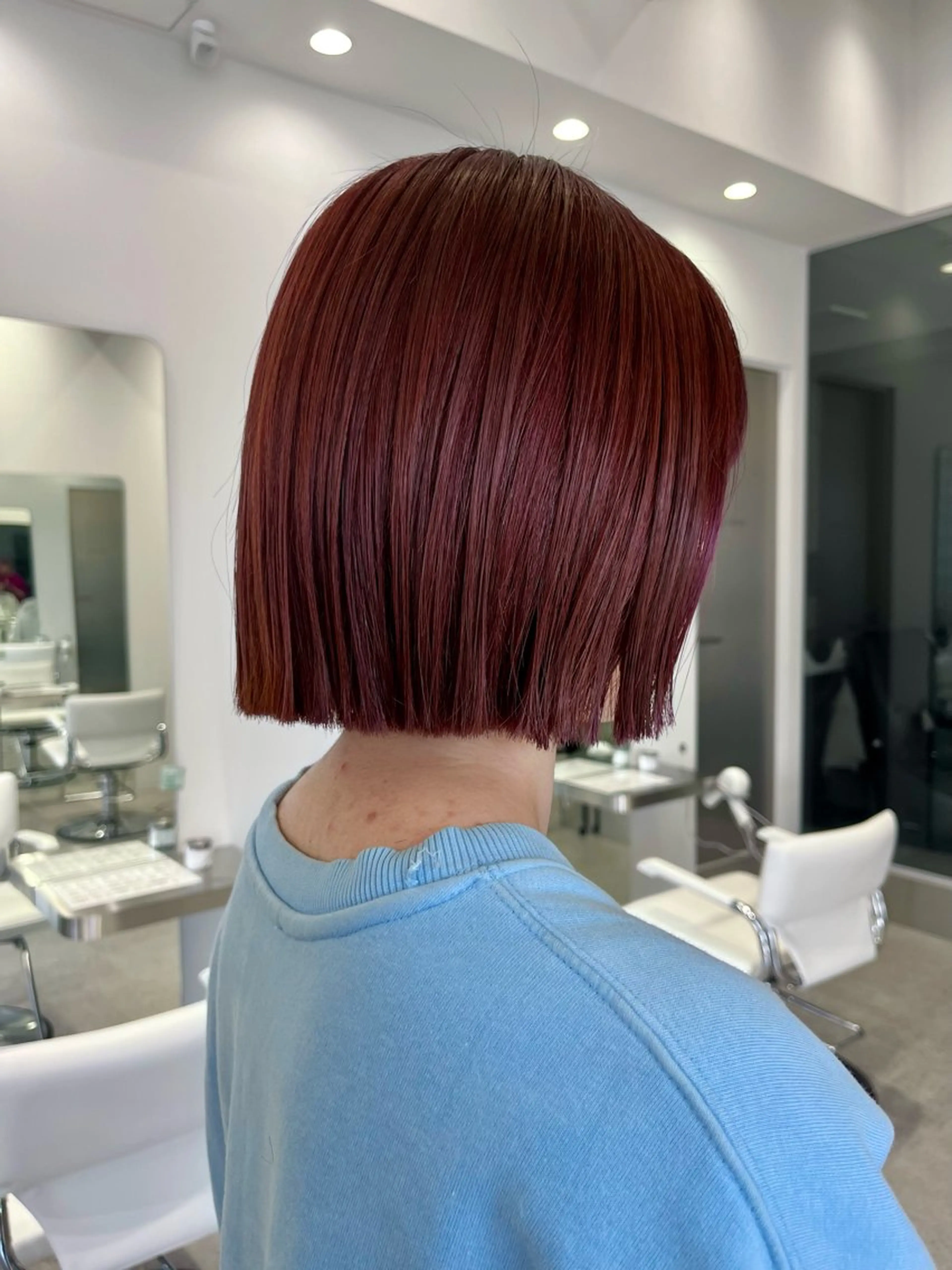 カラー レッドカラー ボブ カット ヘアカラー AIKA🤍 カットモデル募集🫧のヘアスタイル