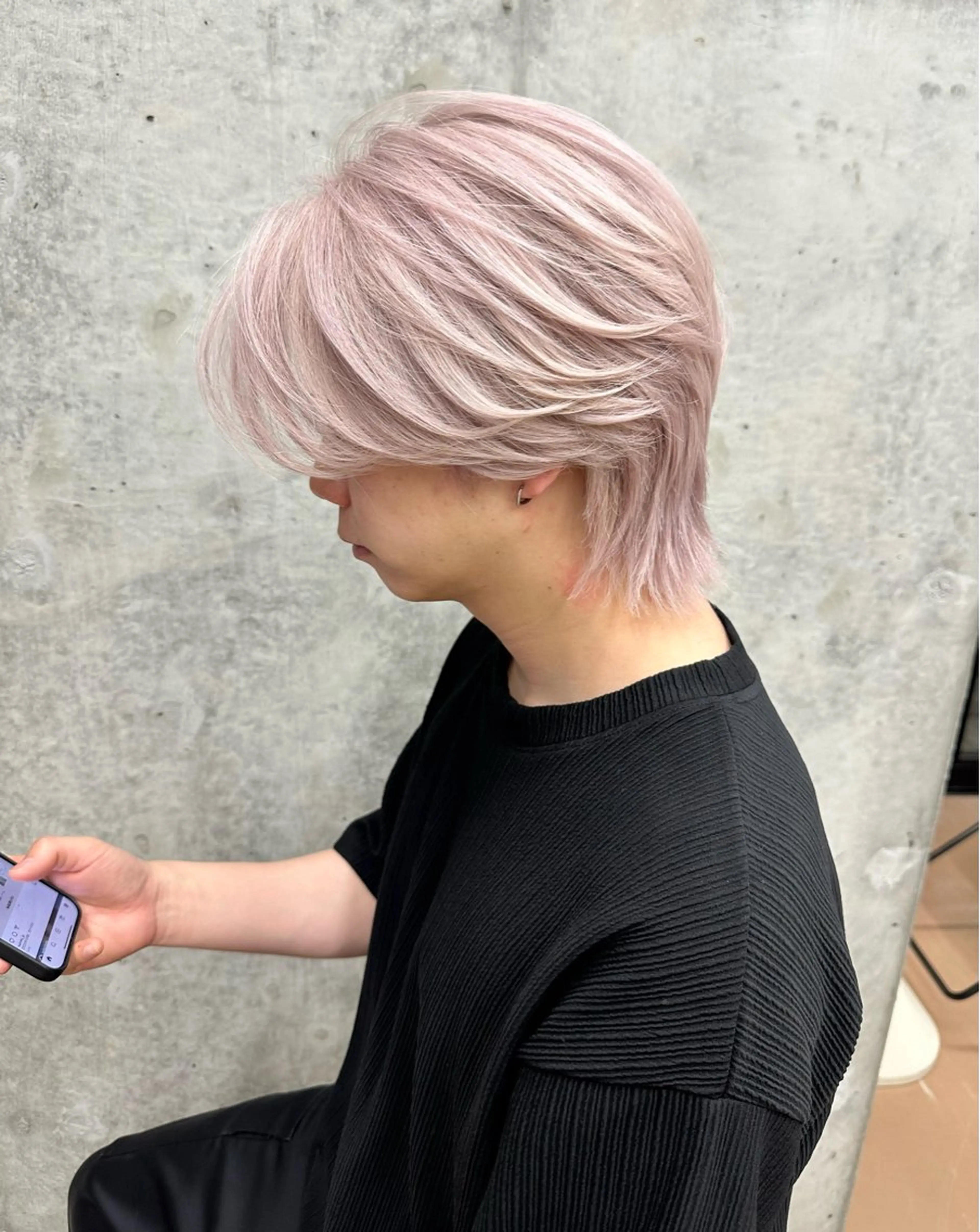 ミディアム メンズ ヘアカラー 森本 笑のヘアスタイル