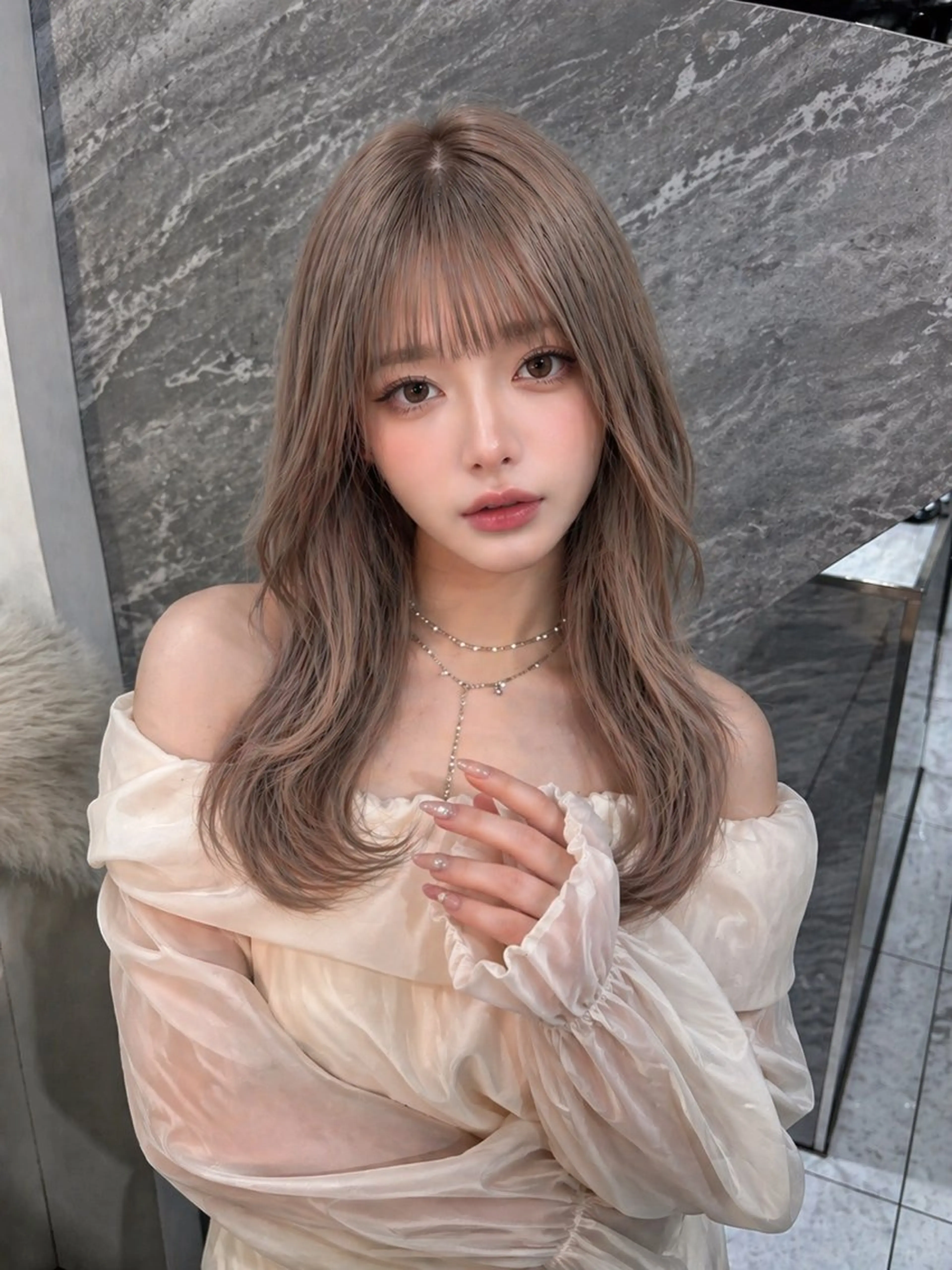 セミロング カラー パーマ ヘアアレンジ カット ヘアカラー トリートメント 🤍韓国風レイヤー/ 艶髪🤍鳥越美羽のヘアスタイル