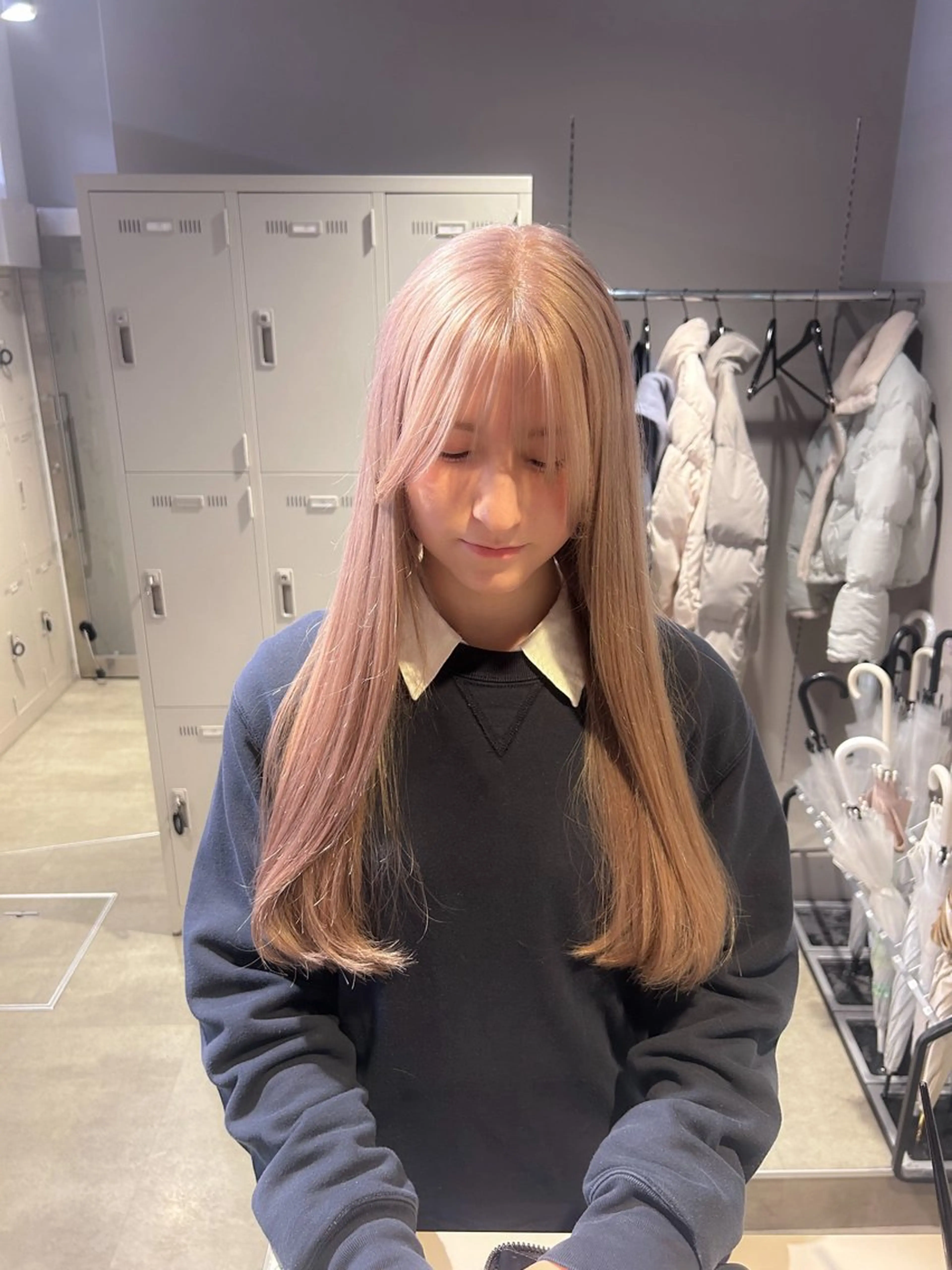 ロング カラー パーマ ヘアアレンジ メンズ ヘアカラー トリートメント ブリーチなしカラー/ ブラウン/レイヤーのヘアスタイル