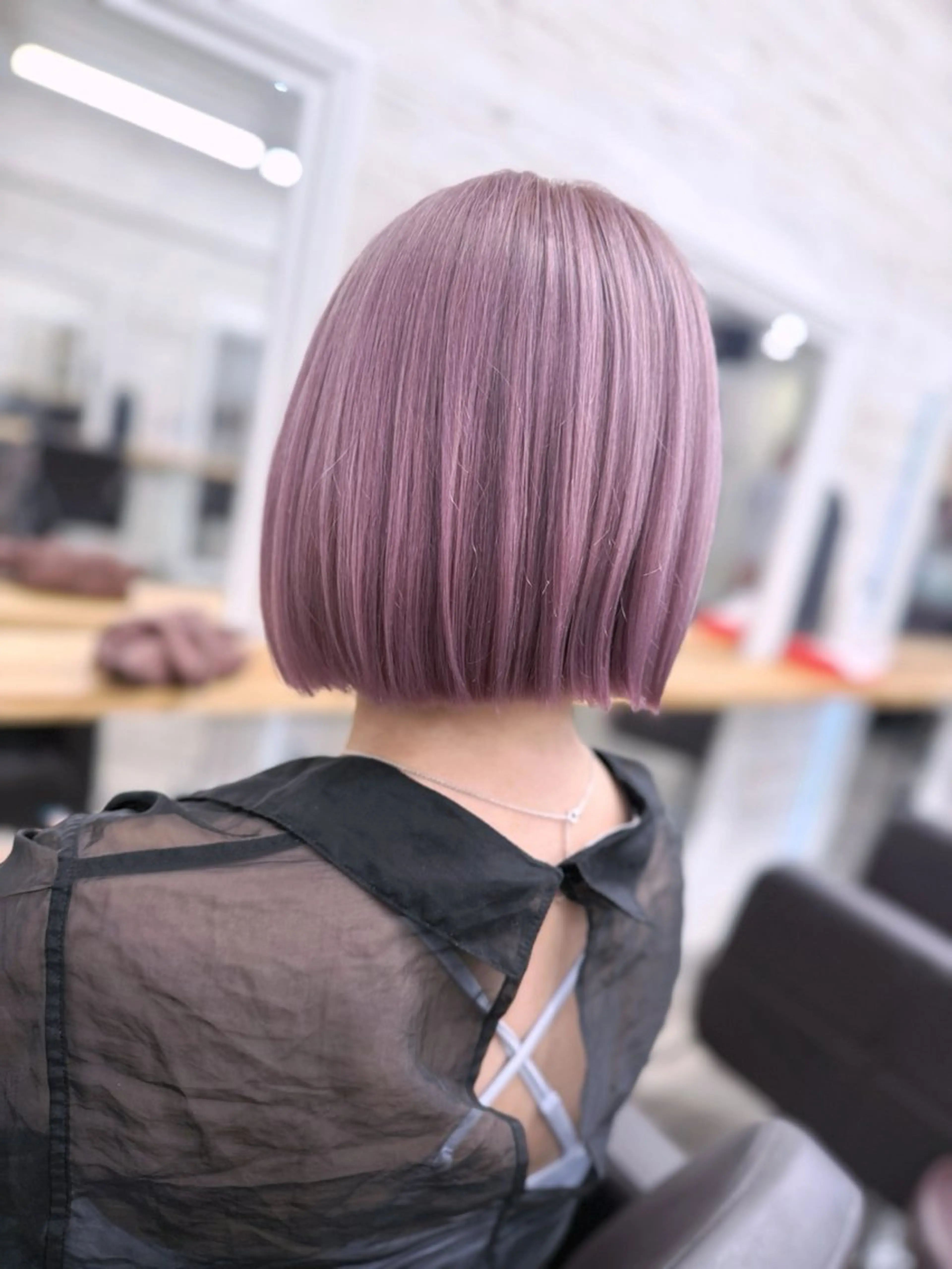 ミディアム カラー 切りっぱなしボブ ベージュカラー ピンクカラー ピンクベージュ ボブ カット ヘアカラー 北沢 隆のヘアスタイル