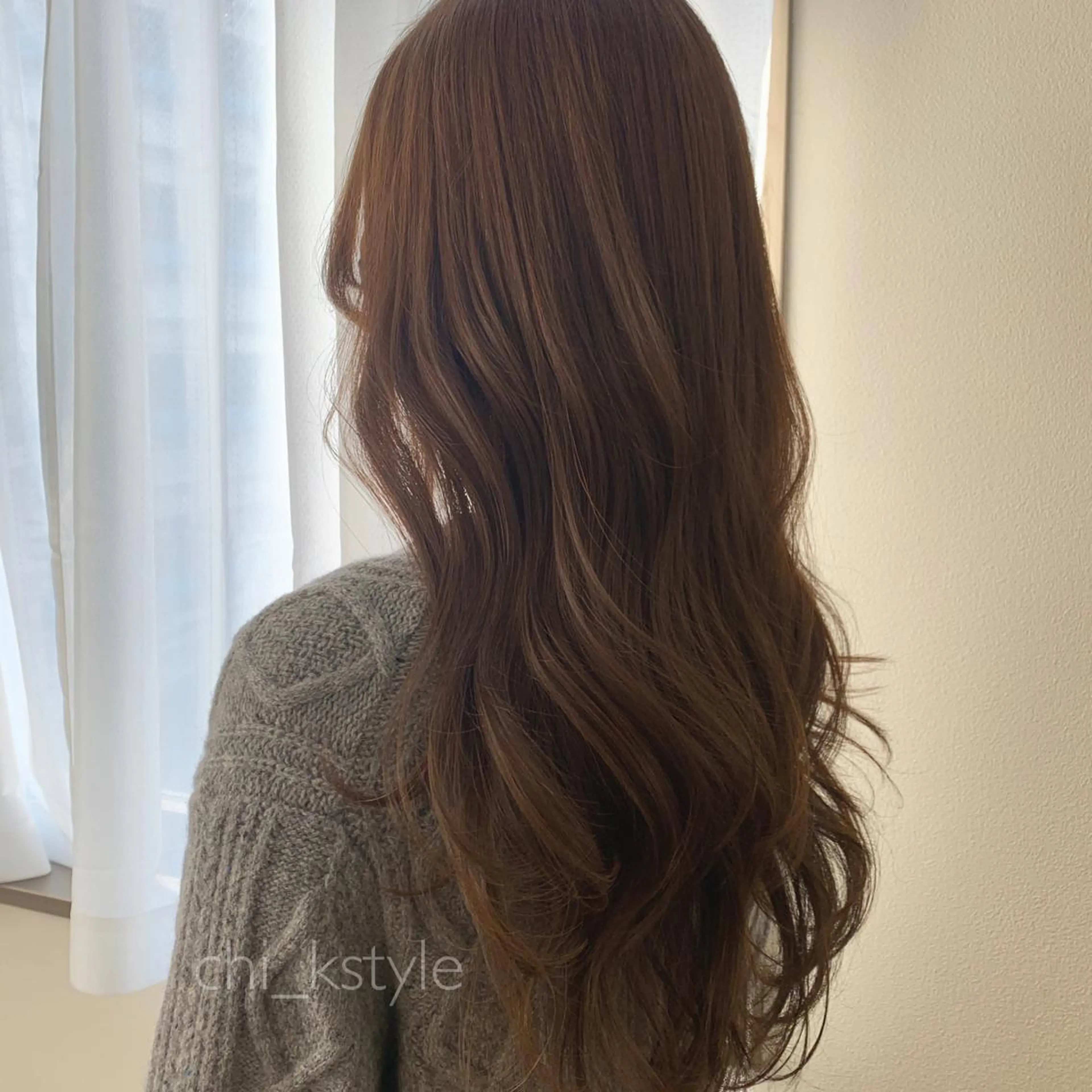 ロング カラー ベージュカラー オレンジ オレンジベージュ ヨシンモリ 韓国風ヘア 韓国🇰🇷髪質改善 Chisaki치사키のヘアスタイル