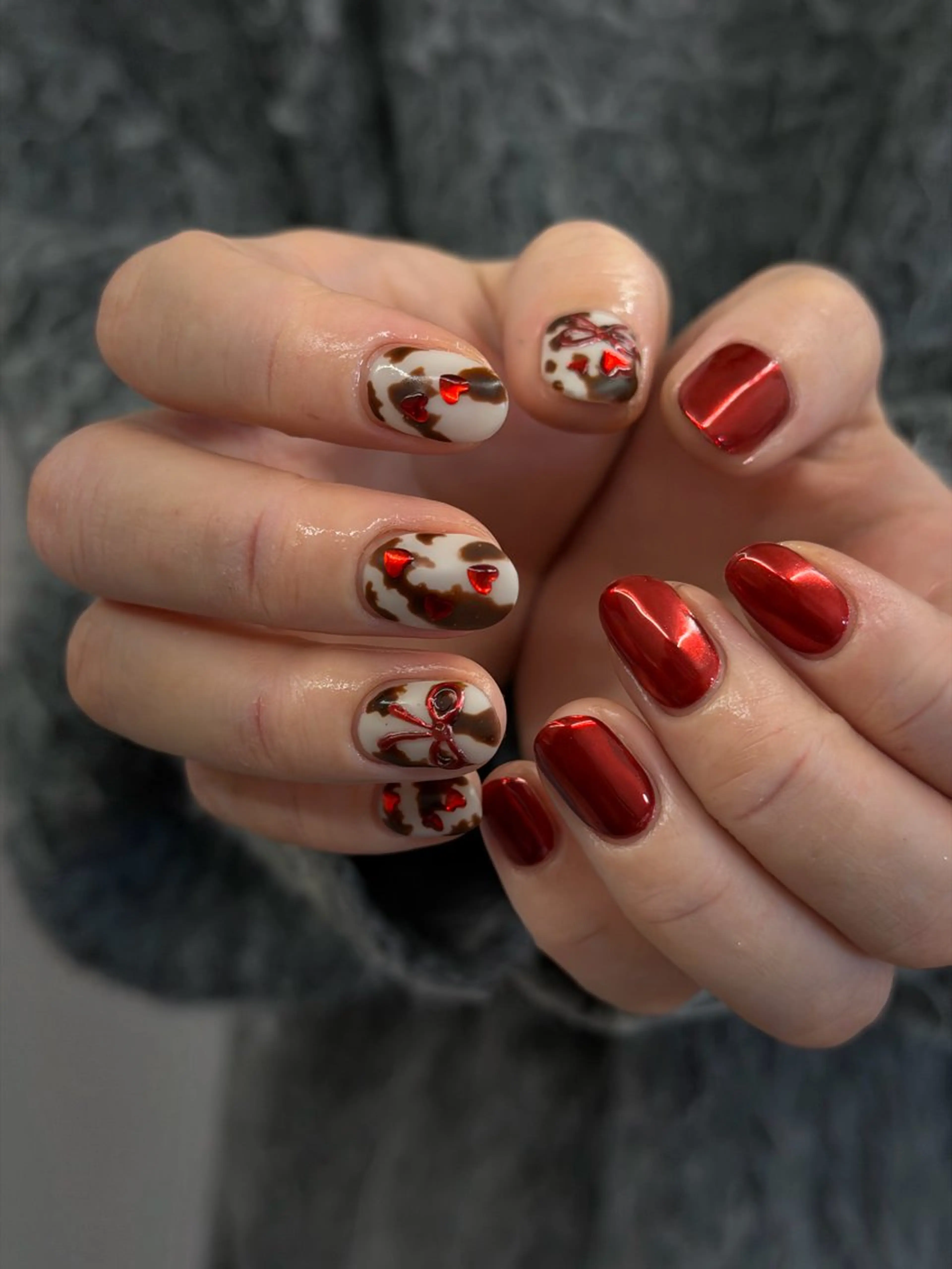 ネイル ジェルネイル ハート マグネットネイル ミラーネイル ニュアンスネイル ハンドネイル ハンドケア Bana_ Nailのネイルデザイン