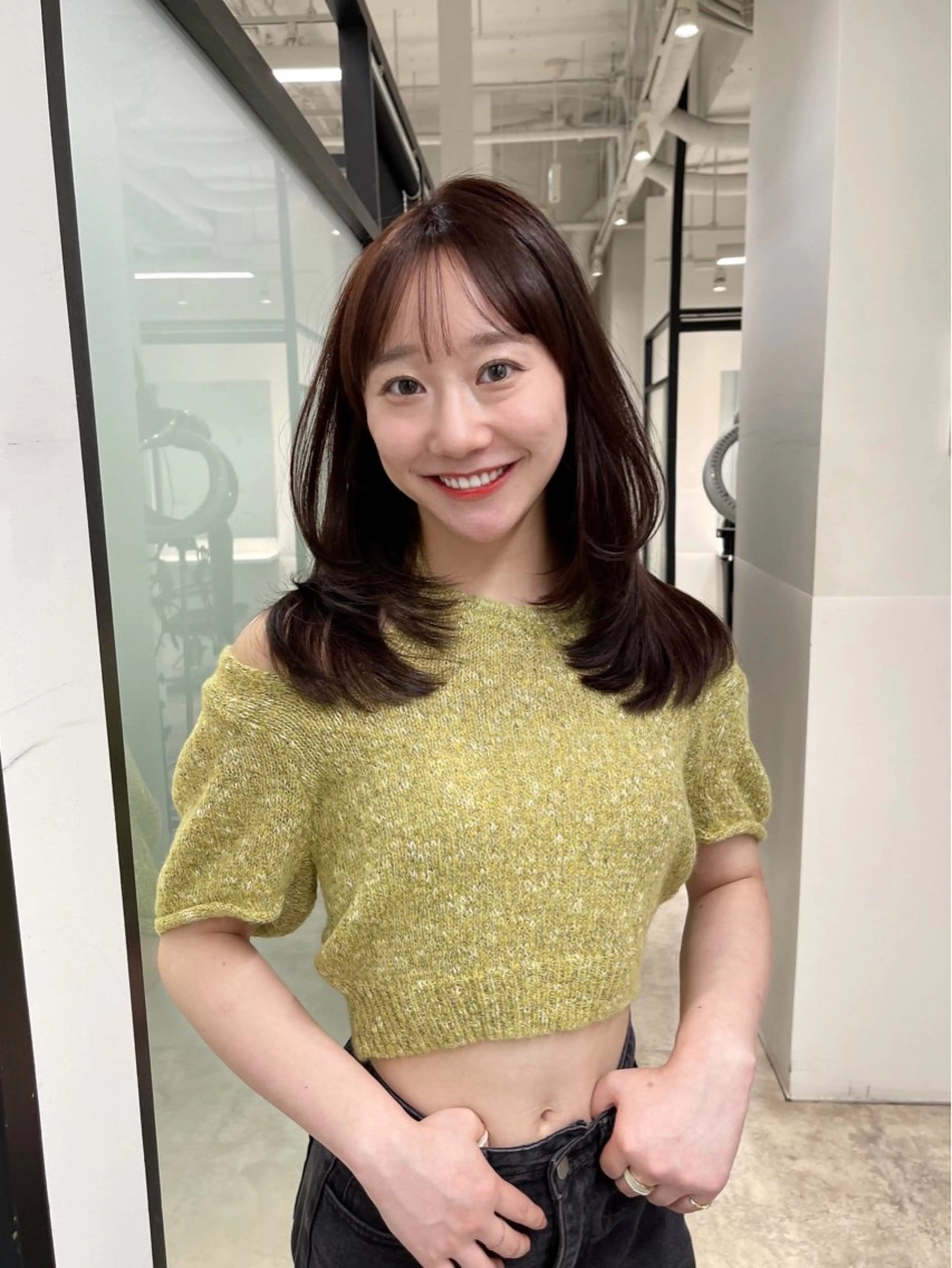 セミロング 韓国風ヘア レイヤーカット カット ヘアカラー トリートメント 韓国レイヤーカット 髪質改善▫️水野有真のヘアスタイル