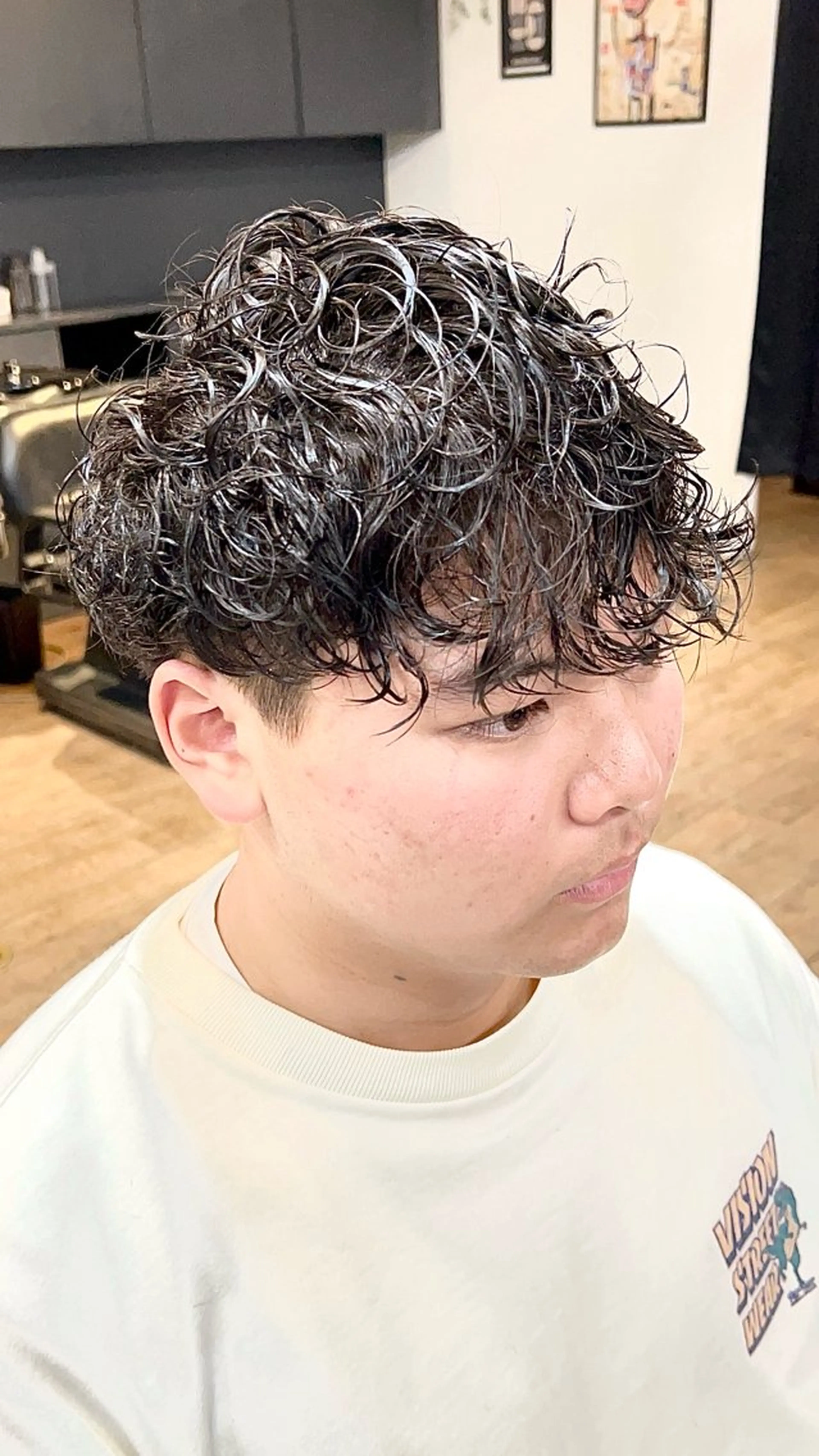 ショート パーマ メンズ スペインカール men'ssalon Loui(ルイ)烏丸のヘアスタイル