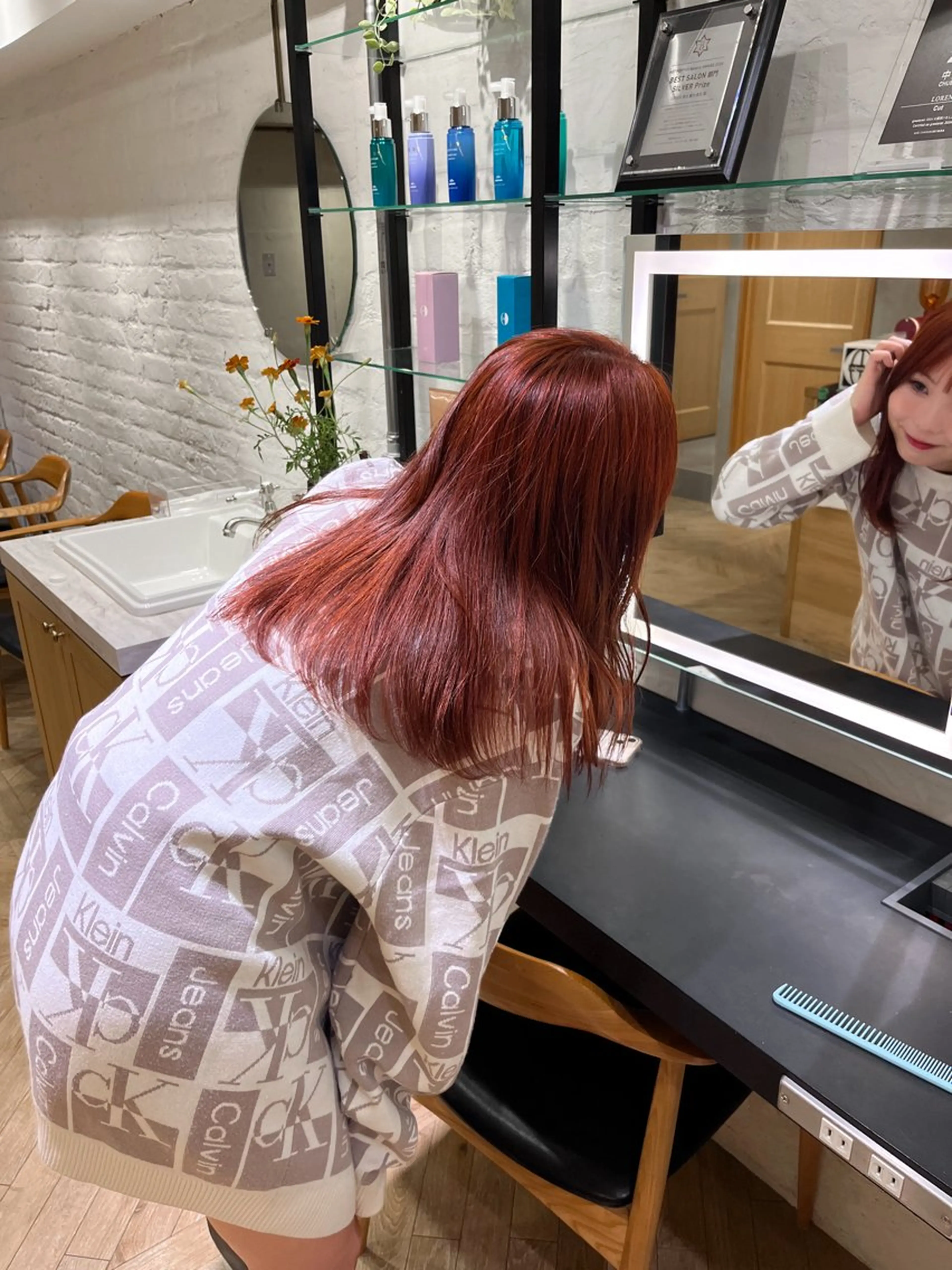 ロング カラー レイヤーカット🐩 透明感カラー モカのヘアスタイル