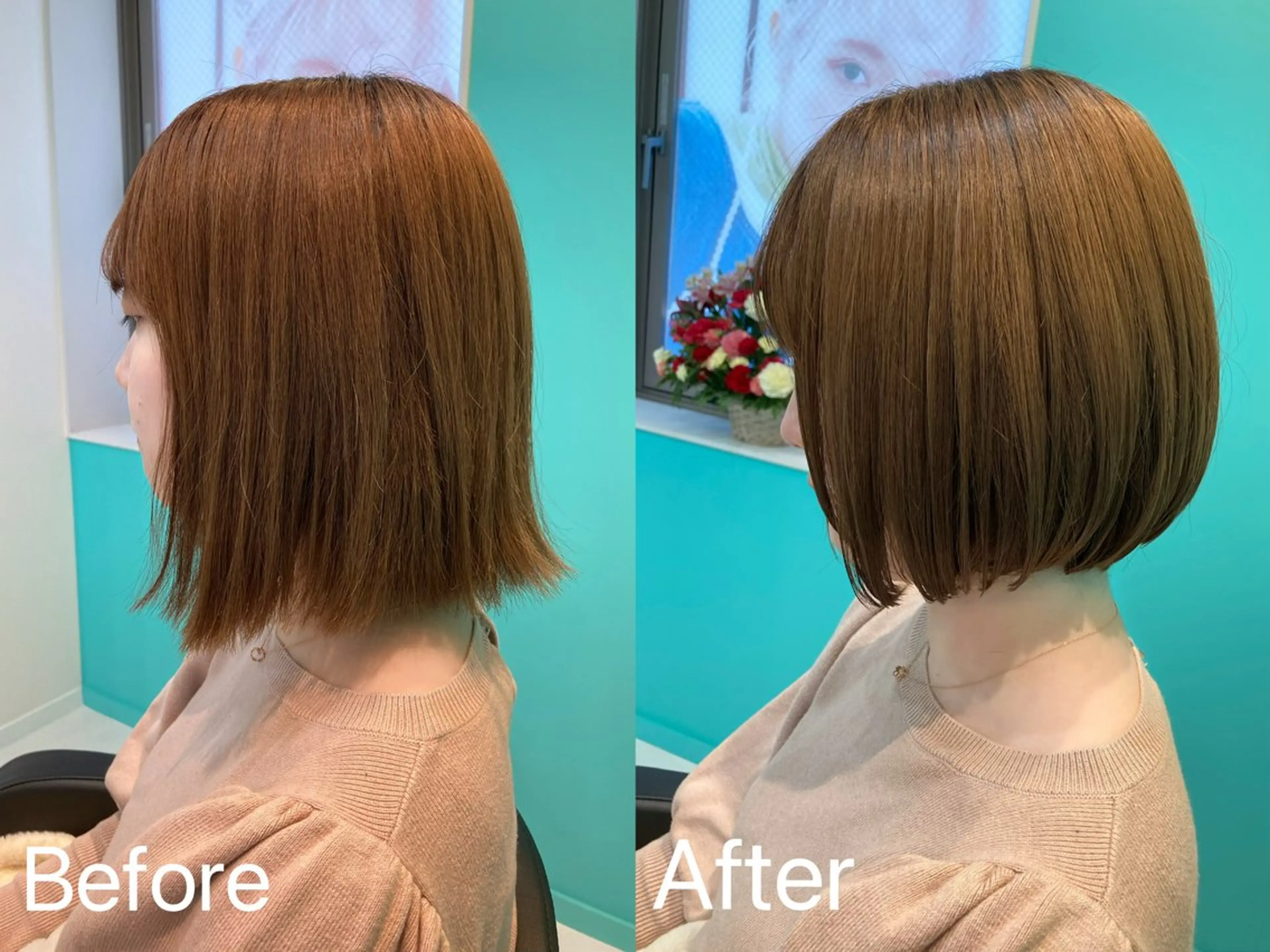 ミディアム カラー ボブ カット ヘアカラー トリートメント 🫧透明感✨ブリーチ 💫ダメージレス🫧のヘアスタイル