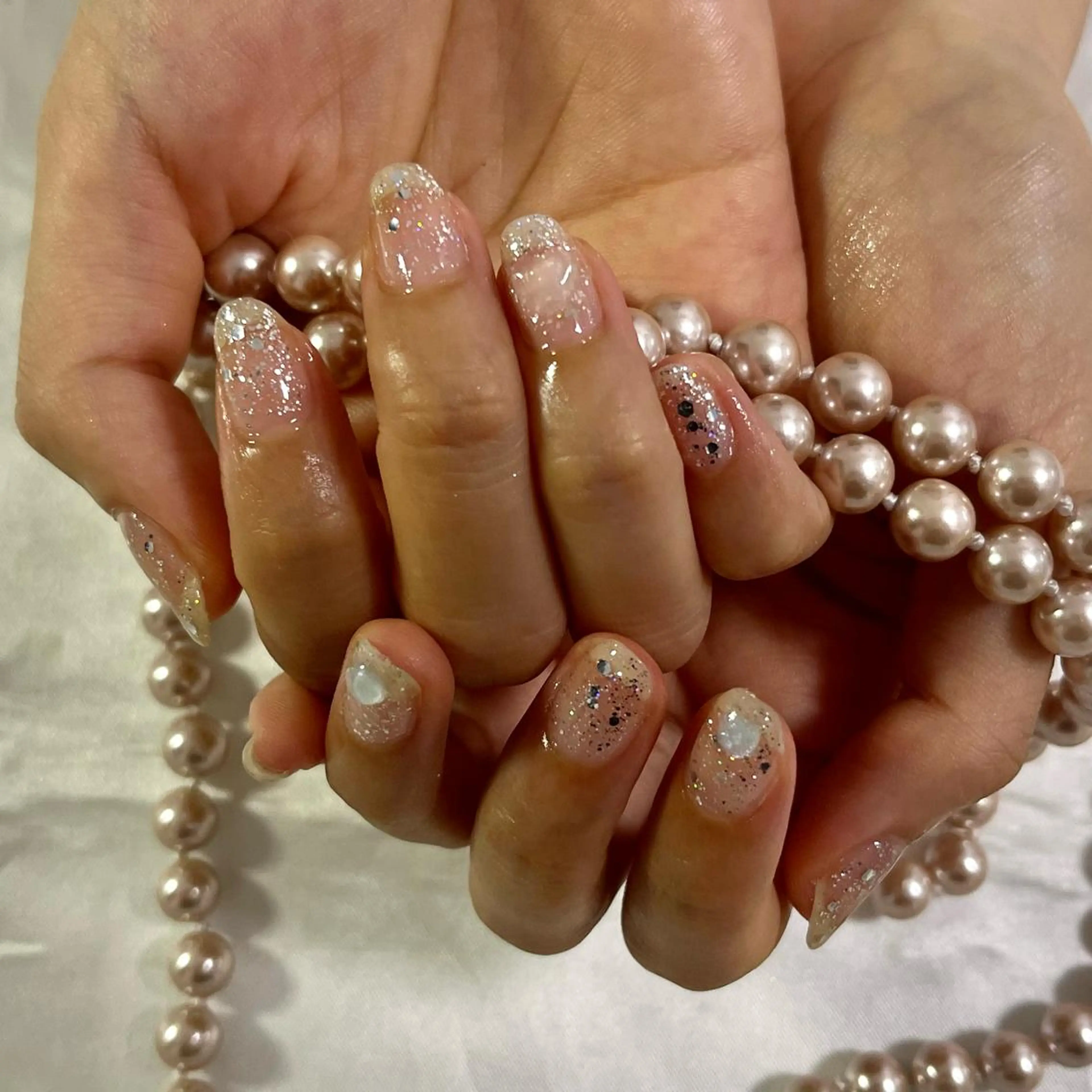 ネイル クリアネイル ジェルネイル ハート 氷ネイル・うるうるネイル キラキラネイル 韓国ネイル💠 Tomoのネイルデザイン