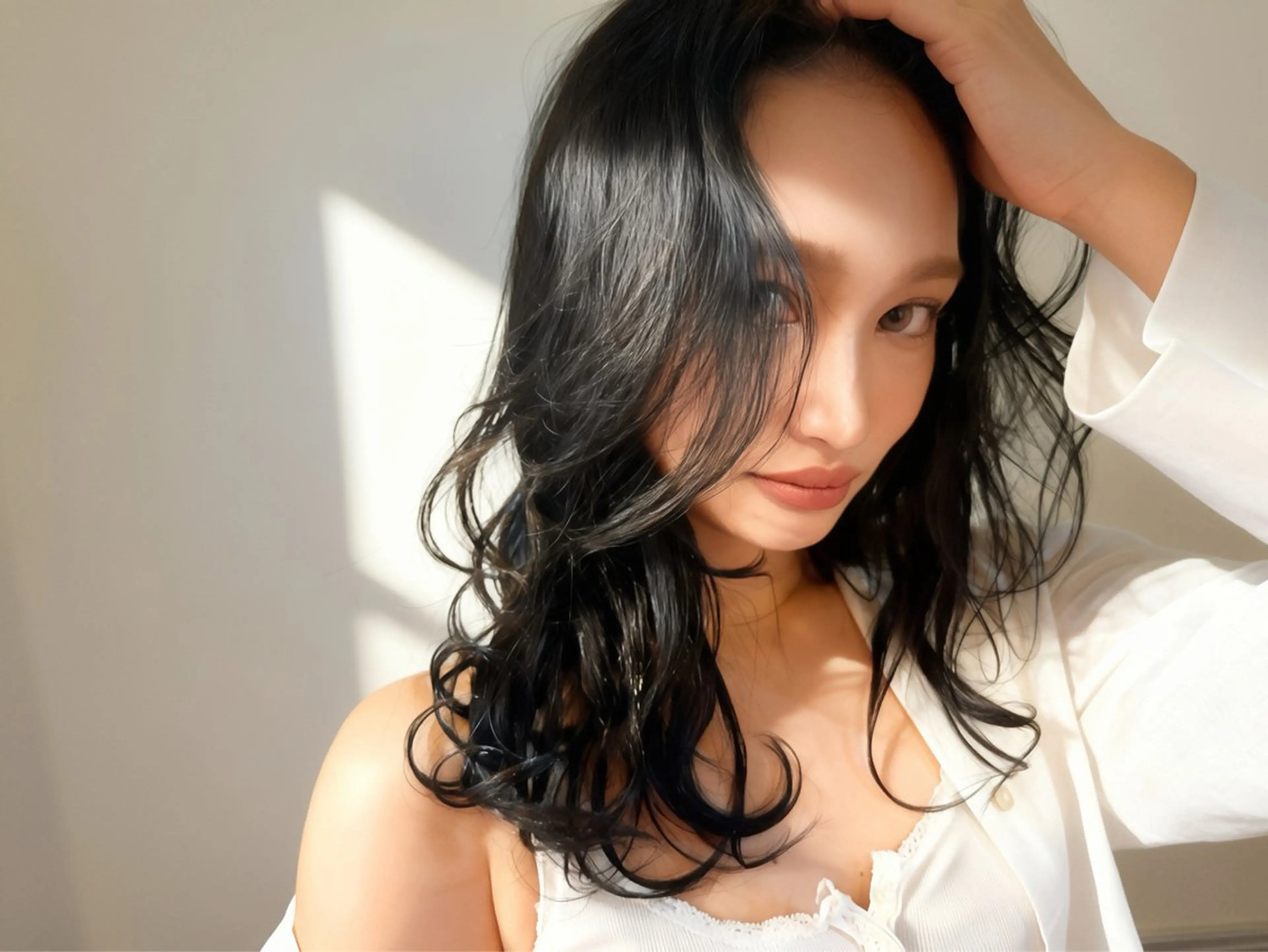 セミロング カラー 韓国風ヘア カット ヘアカラー トリートメント 原木 康臣のヘアスタイル