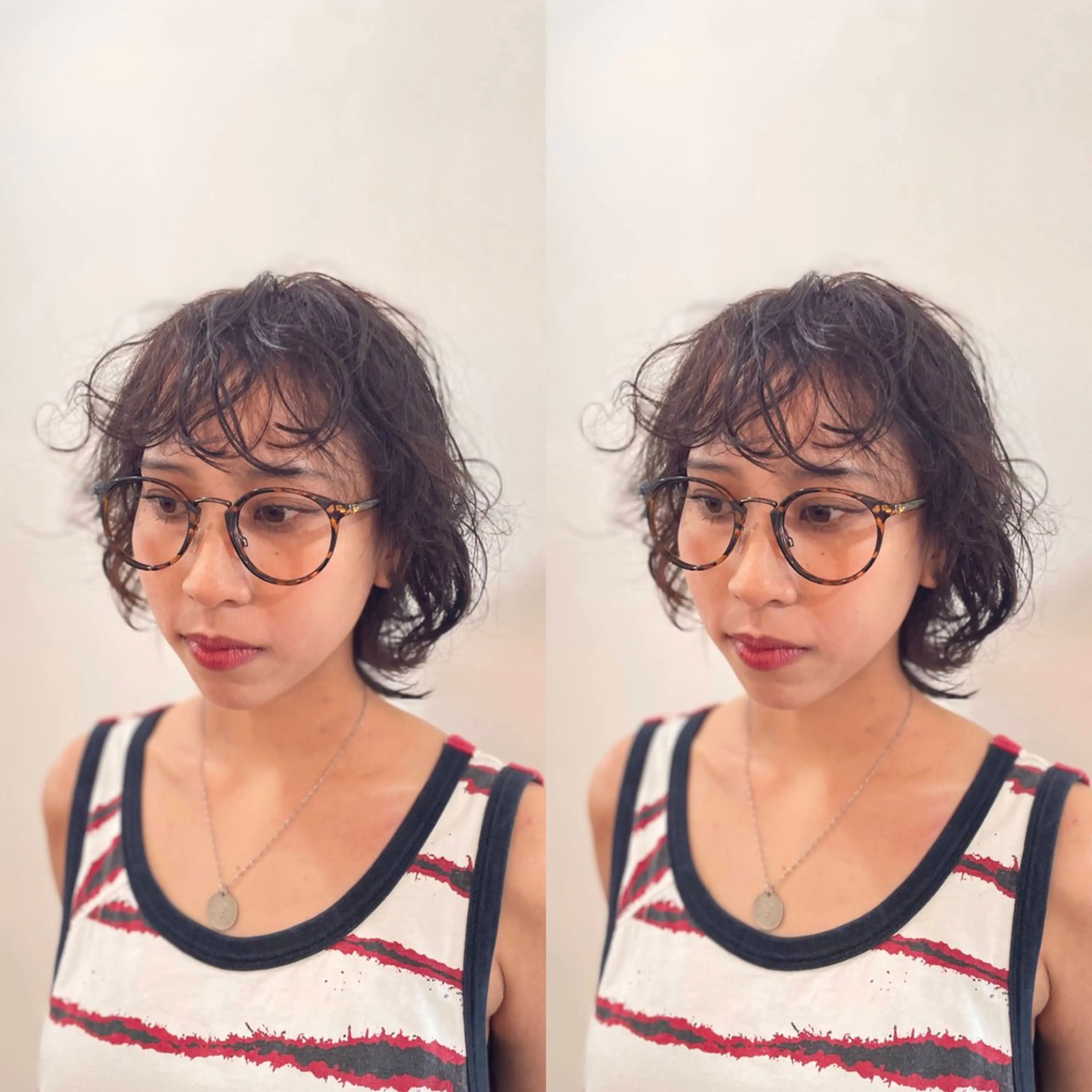 ミディアム カラー パーマ ミディアムパーマ ウルフカット デジタルパーマ mopa_kaede 暖色カラー/ロングのヘアスタイル