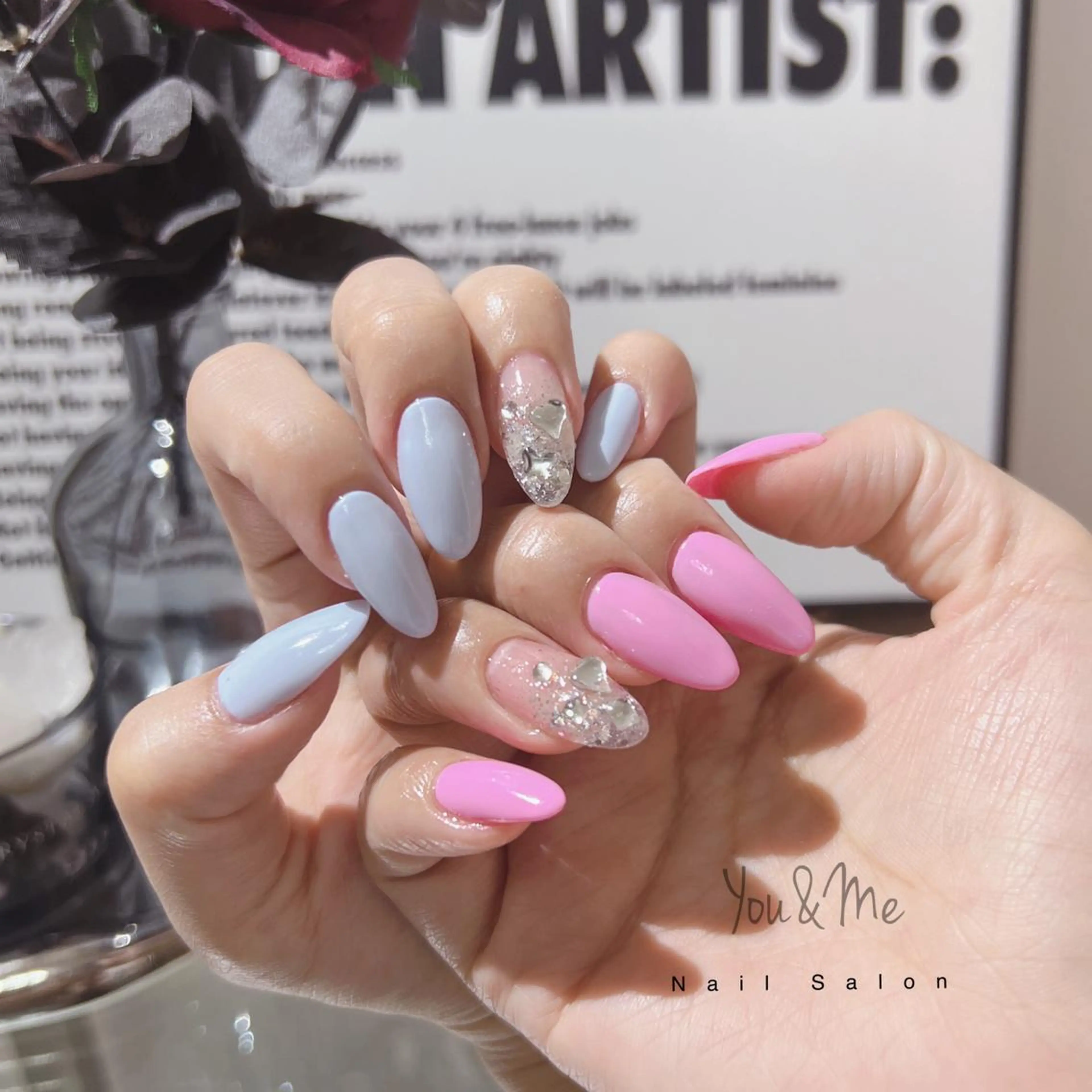 ネイル アートネイル フラッシュネイル フレンチネイル ジェルネイル ガラスフレンチ You&Me Yukiのネイルデザイン