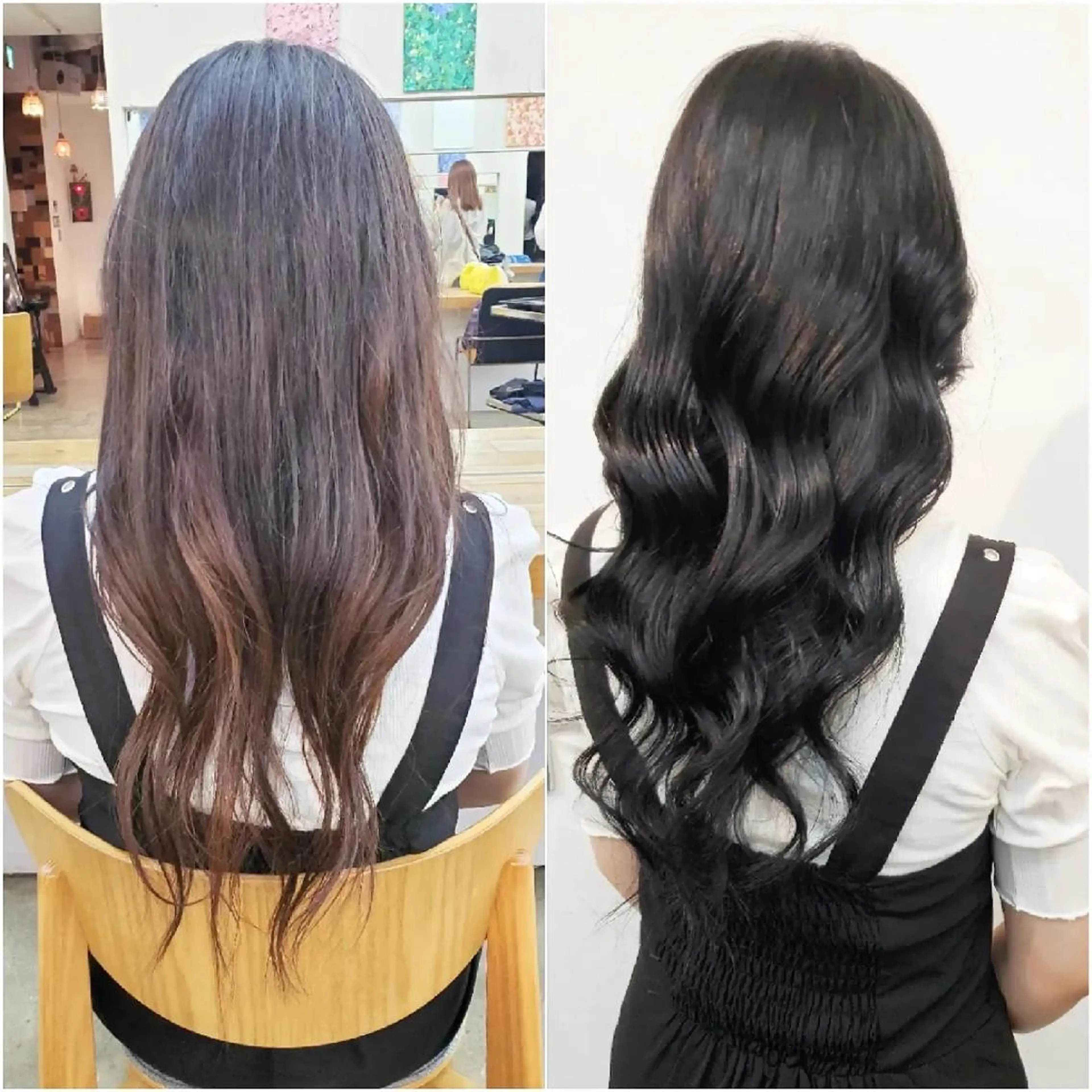 ロング カラー ヘアアレンジ 黒髪 ブルーカラー ブルーブラック パーソナルカラー 診断🍀マリンのヘアスタイル