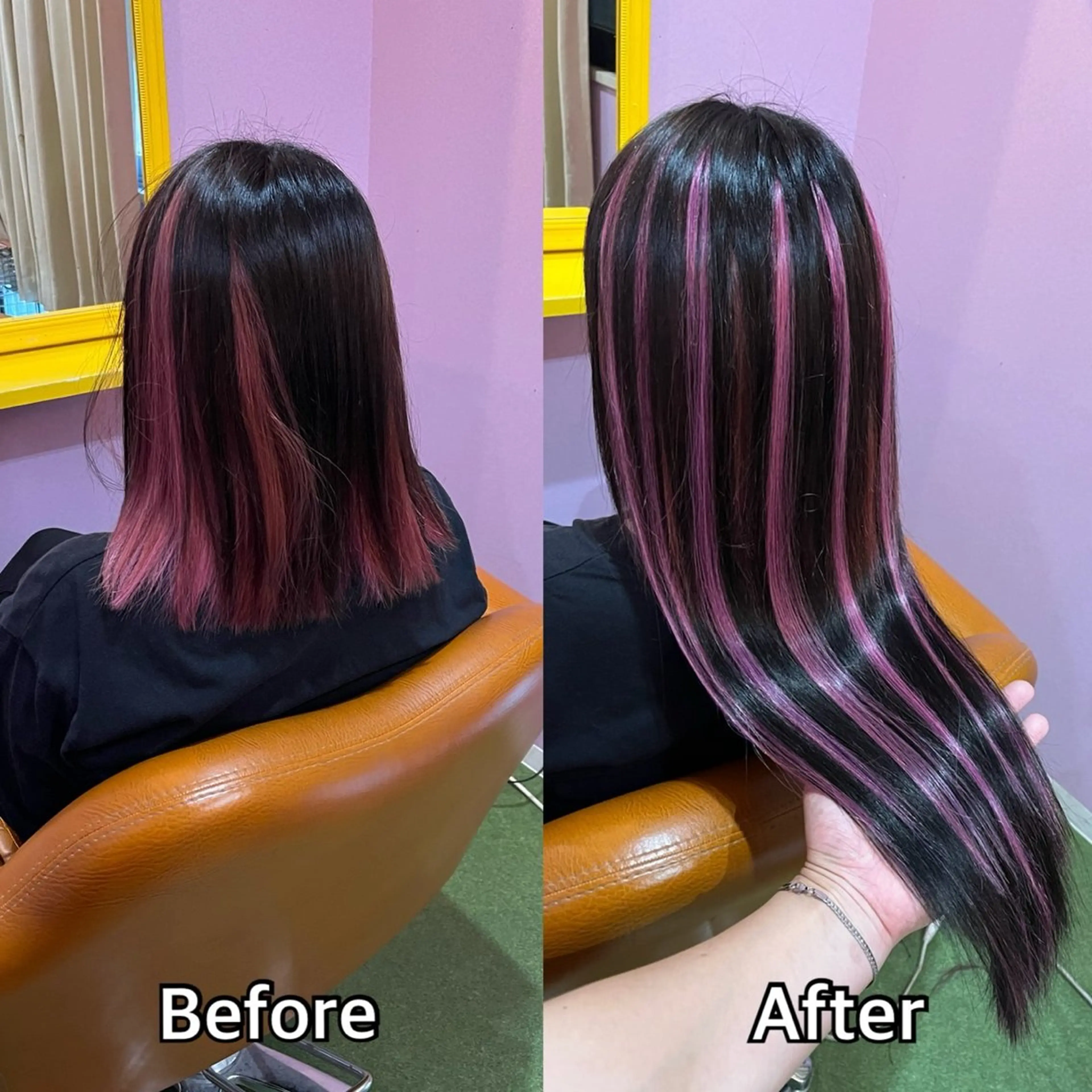 ロング シール＋ちび編み込み エクステ梅田🐨のヘアスタイル