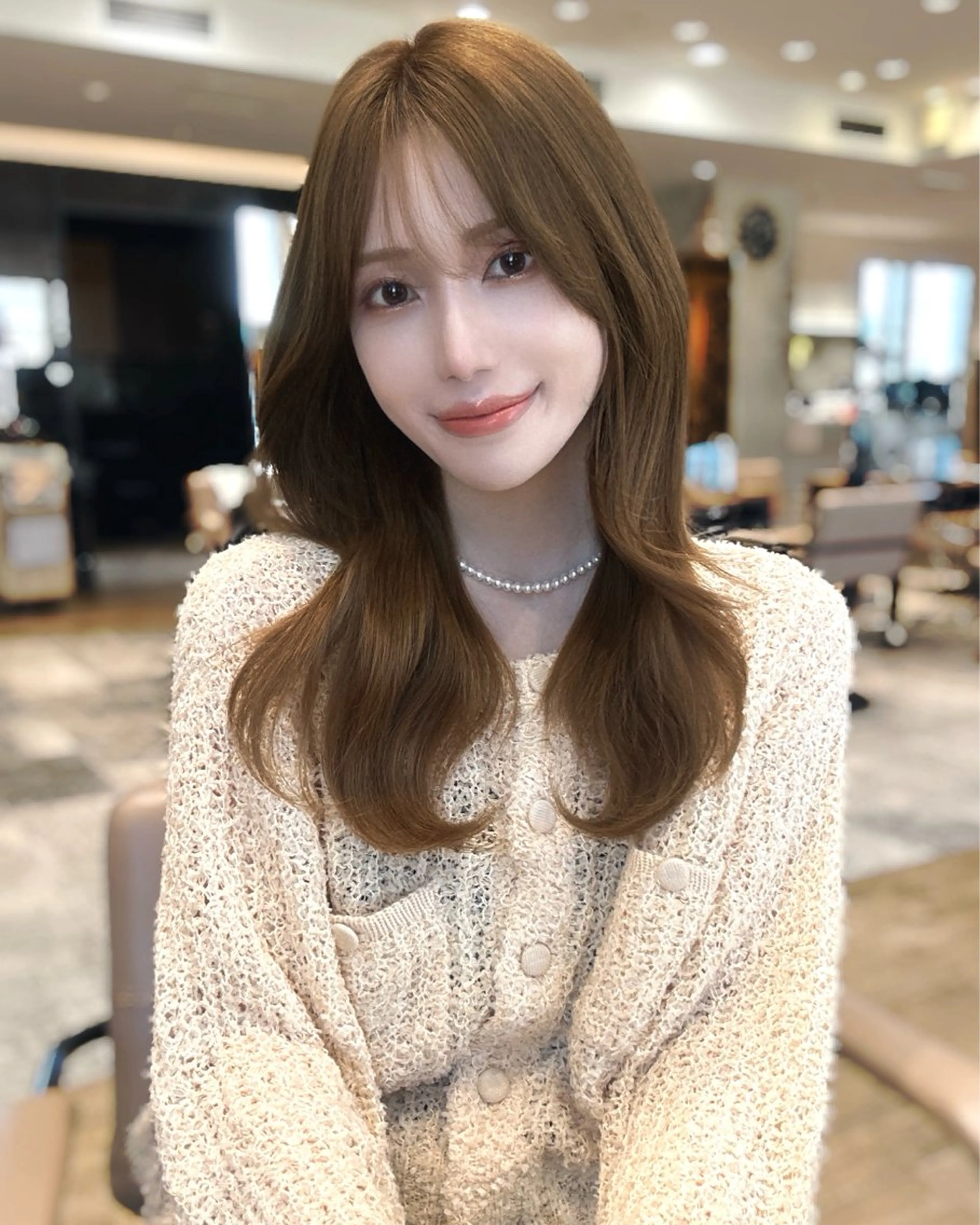 セミロング カット ヘアカラー 似合わせレイヤー モテカラー🤍三科のヘアスタイル