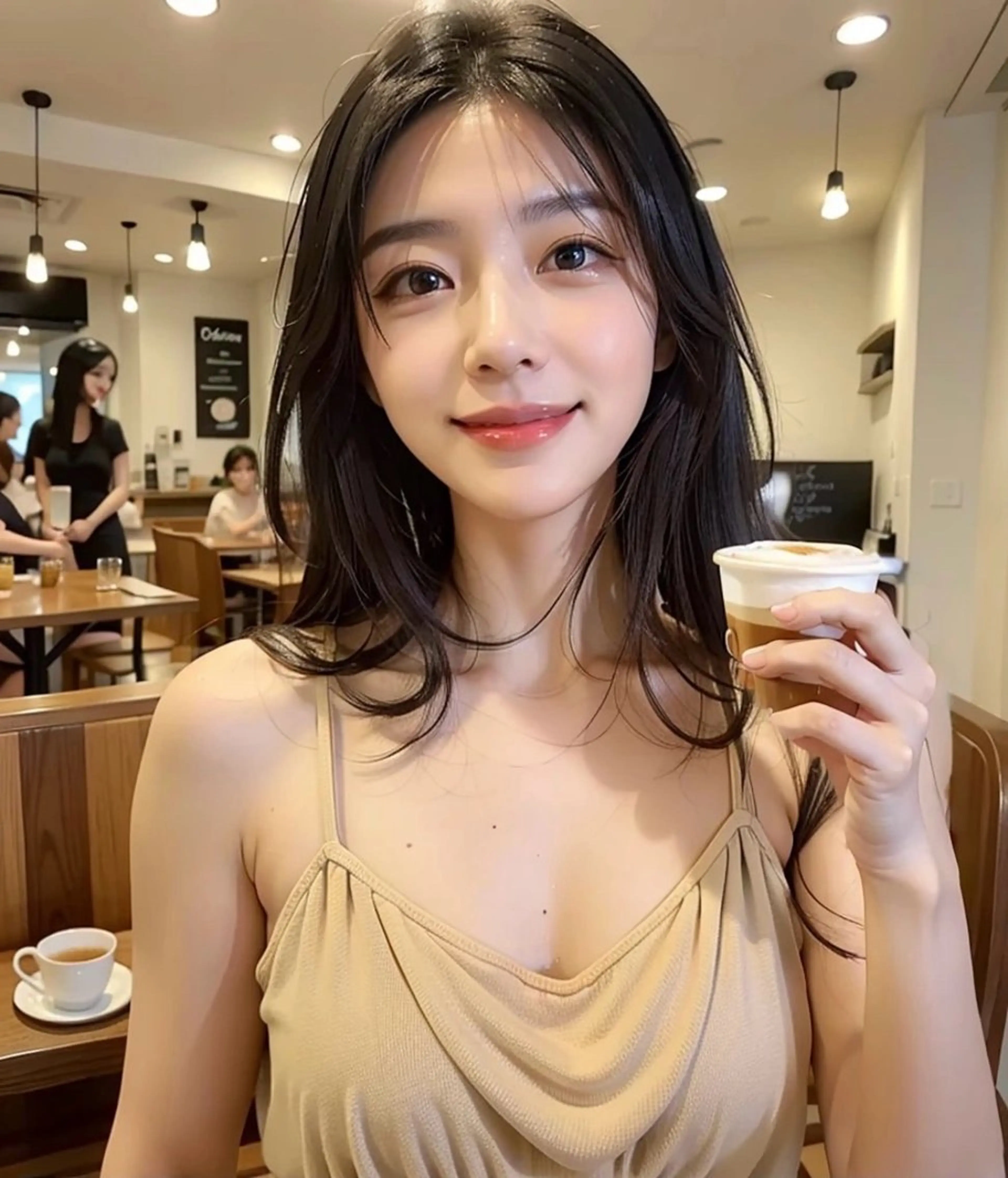 セミロング 顔まわりレイヤー 顔周りカット レイヤーカット カットモデル募集 ミネのヘアスタイル