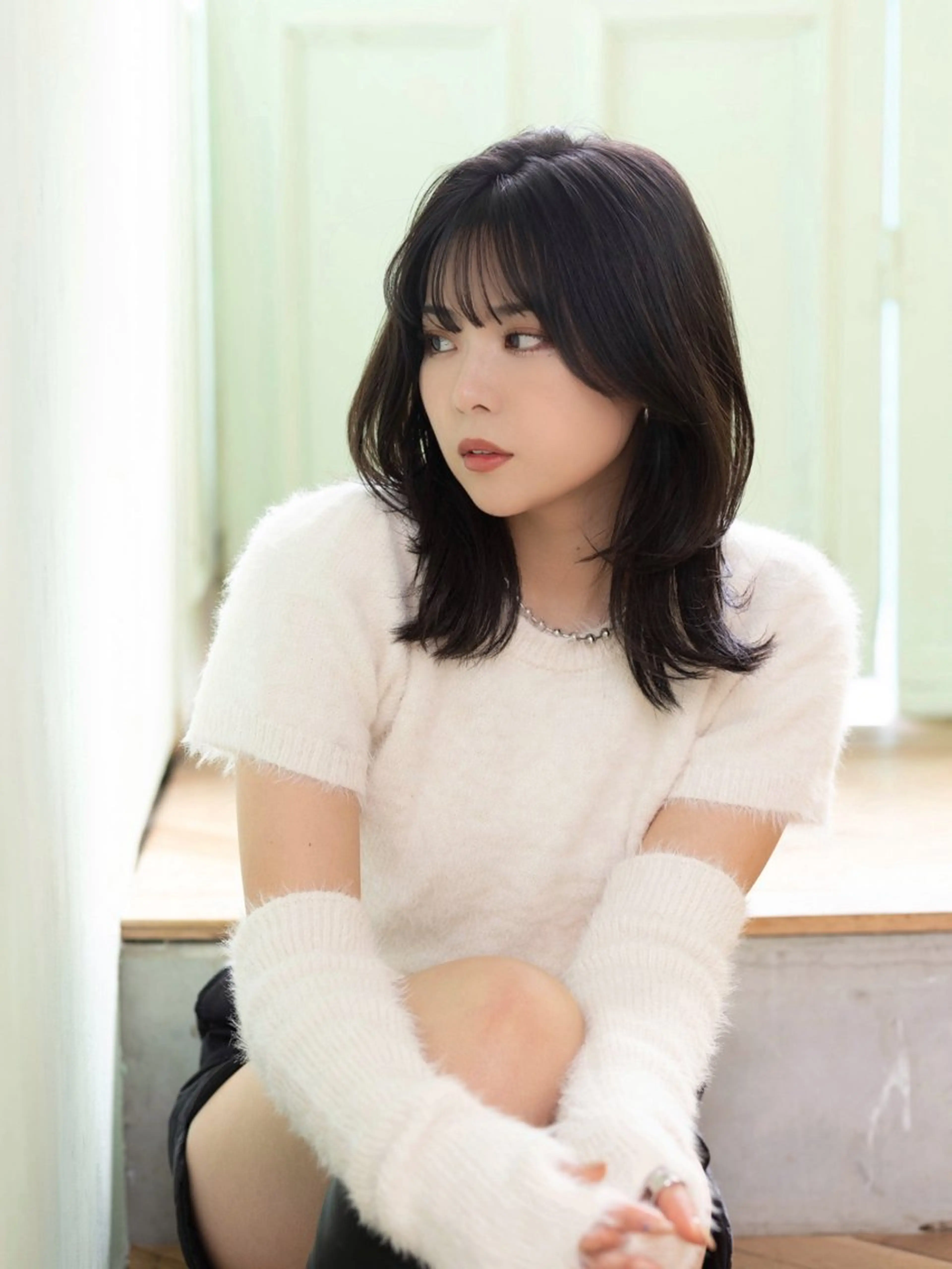 セミロング 韓国風ヘア レイヤーカット カット トリートメント 藤間 帆乃夏（とうまほのかのヘアスタイル