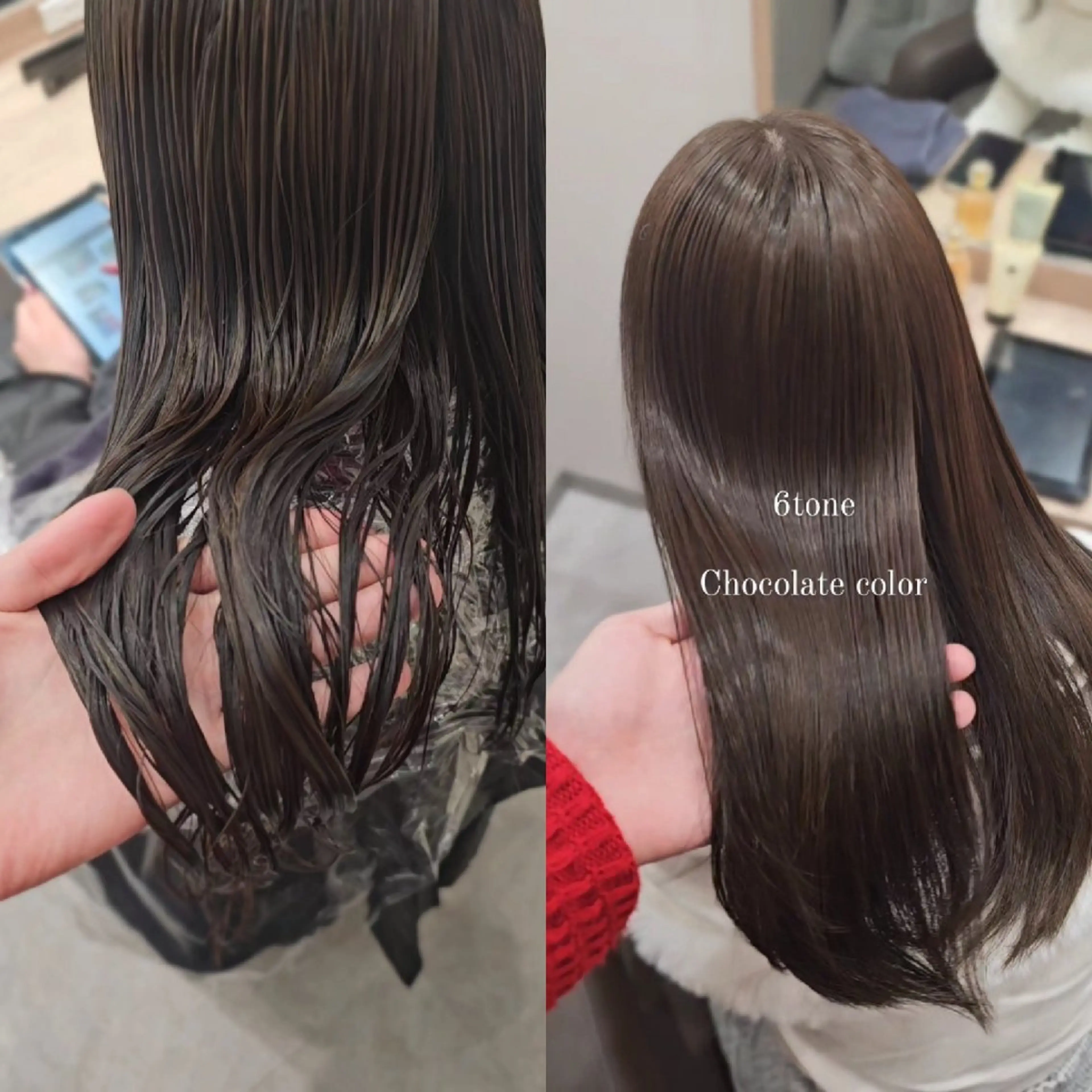 セミロング カラー 透明感カラー カット ヘアカラー トリートメント 縮毛矯正をしている人 のためのカラーのヘアスタイル