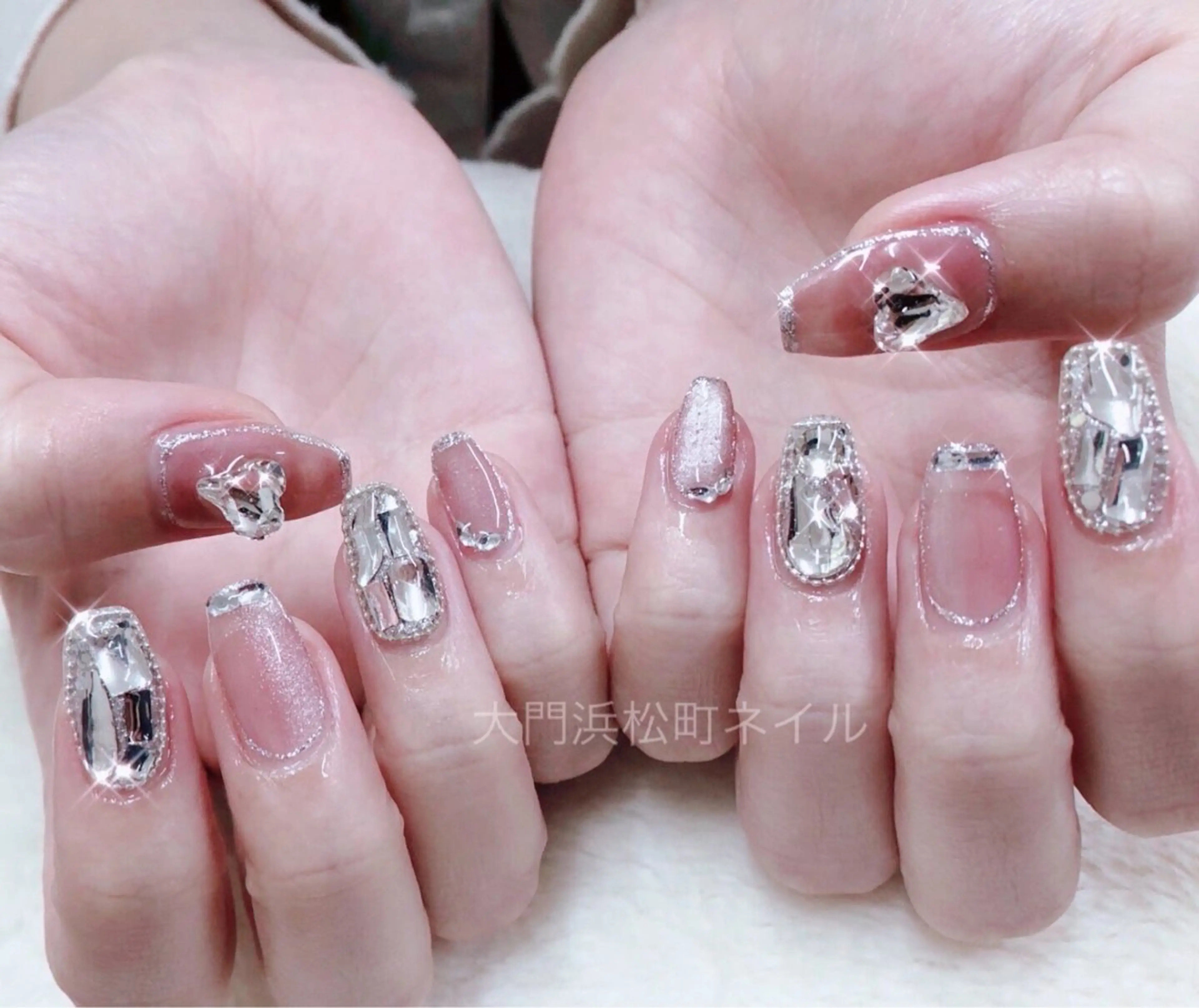 ネイル フレンチネイル ガラスフレンチ マグネットネイル マグネットフレンチ ミラーネイル 大門浜松町 ネイルのネイルデザイン