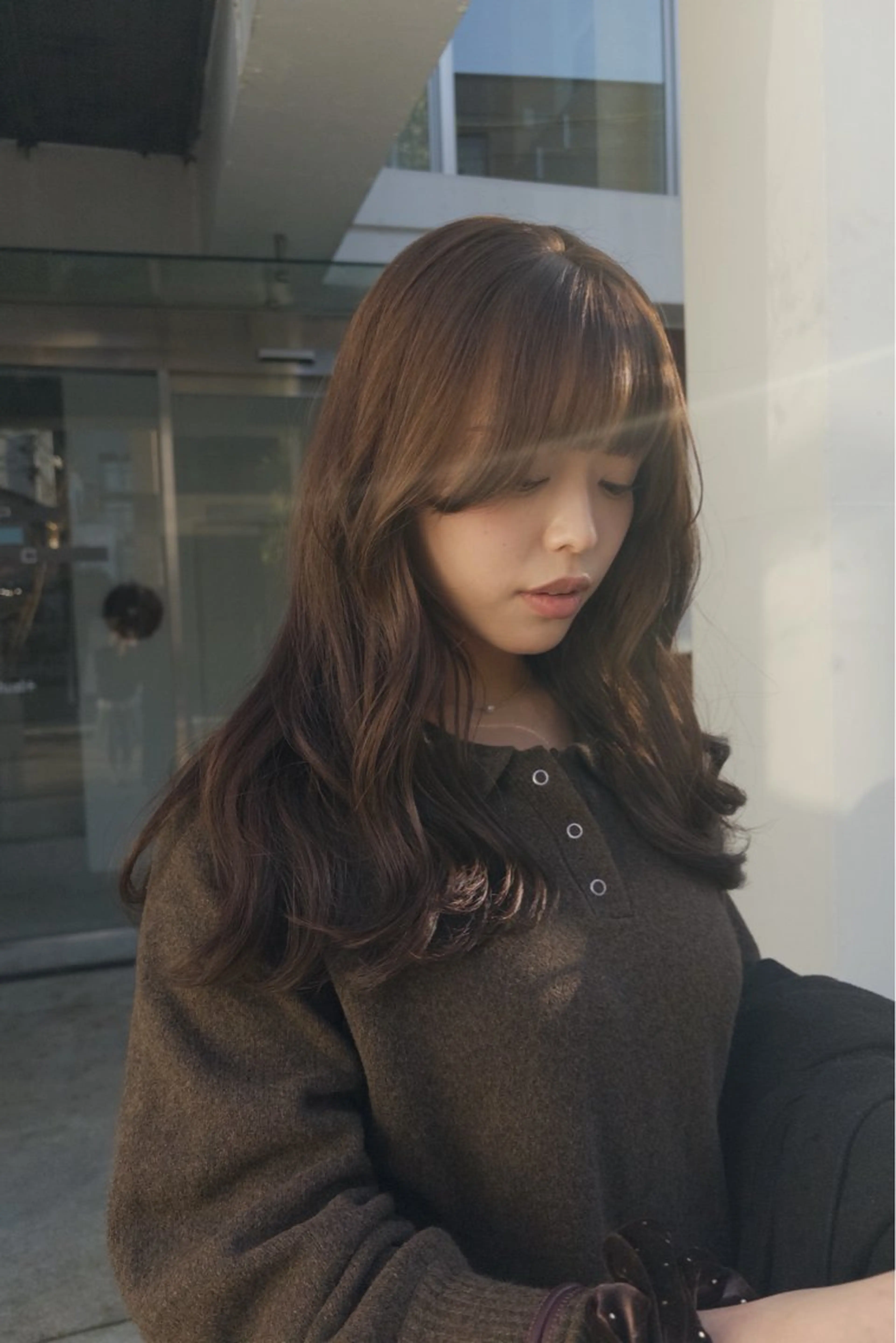 セミロング カラー カット ヘアカラー じゅわっと暖色カラー 🍊Moemiのヘアスタイル