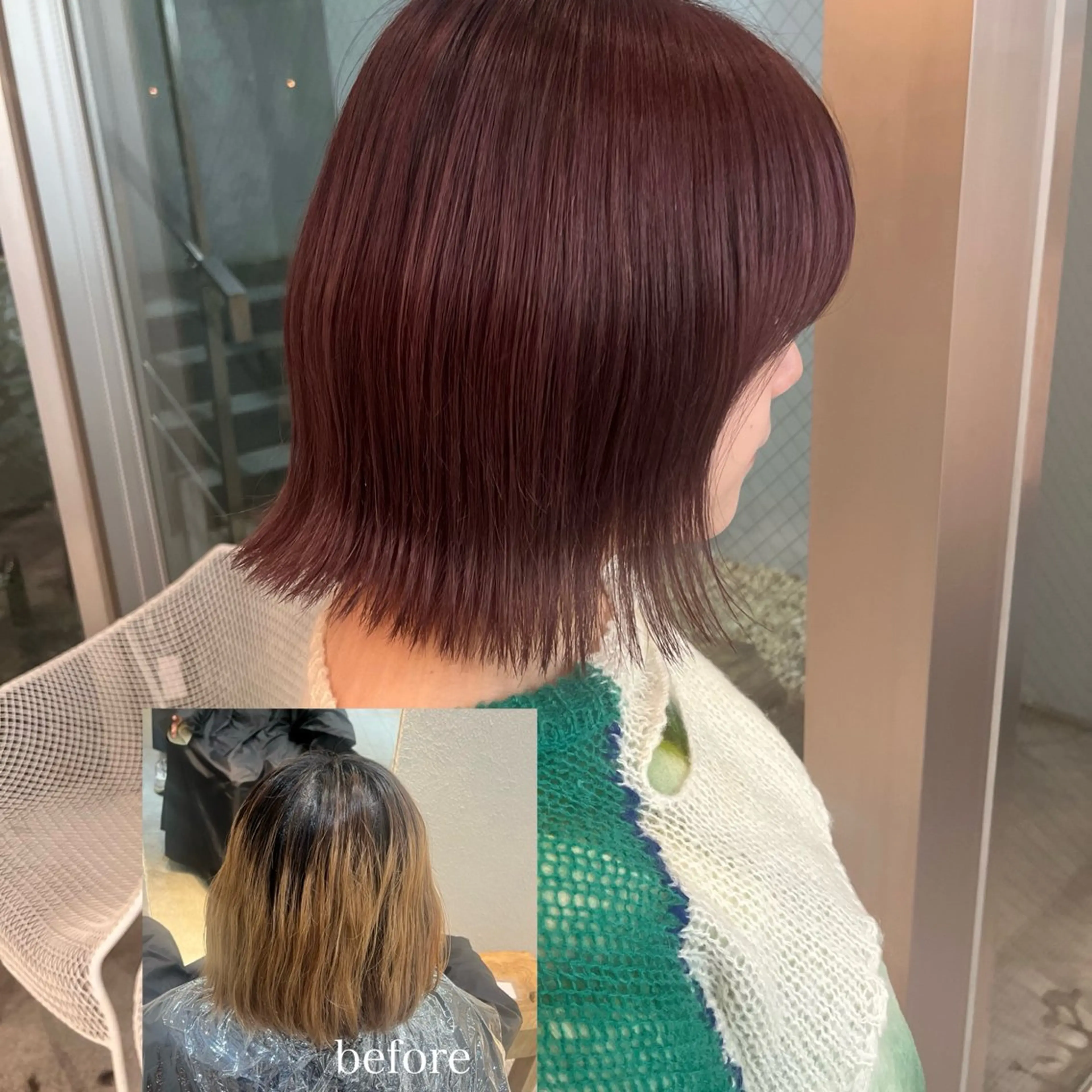 カラー ブラウンカラー ピンクカラー riri🎀 透カラー/曲がる縮毛のヘアスタイル