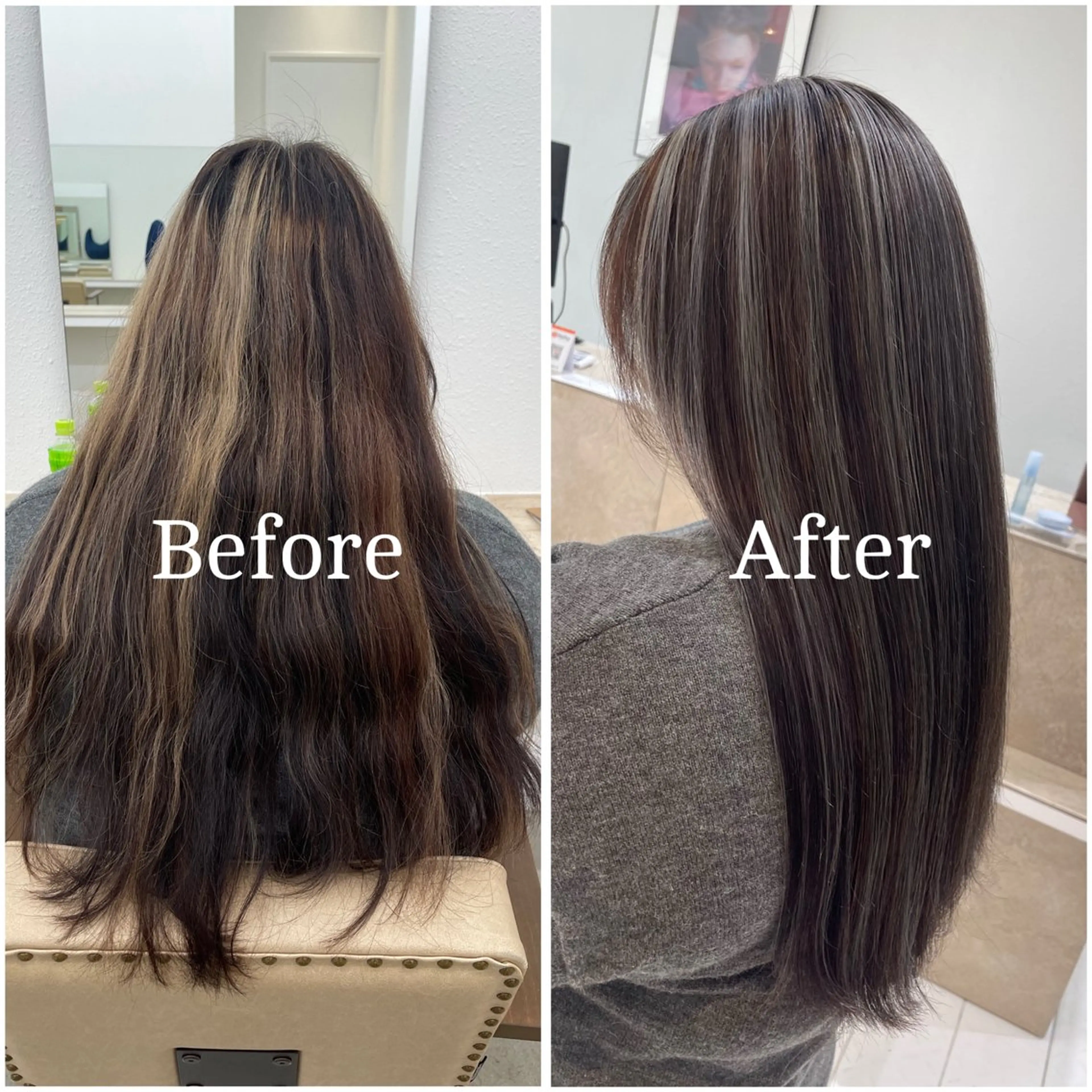 ロング カラー ブリーチ デザインカラー 似合わせカット 縮毛矯正 ムラ修正/ ハイトーン💖Riaのヘアスタイル