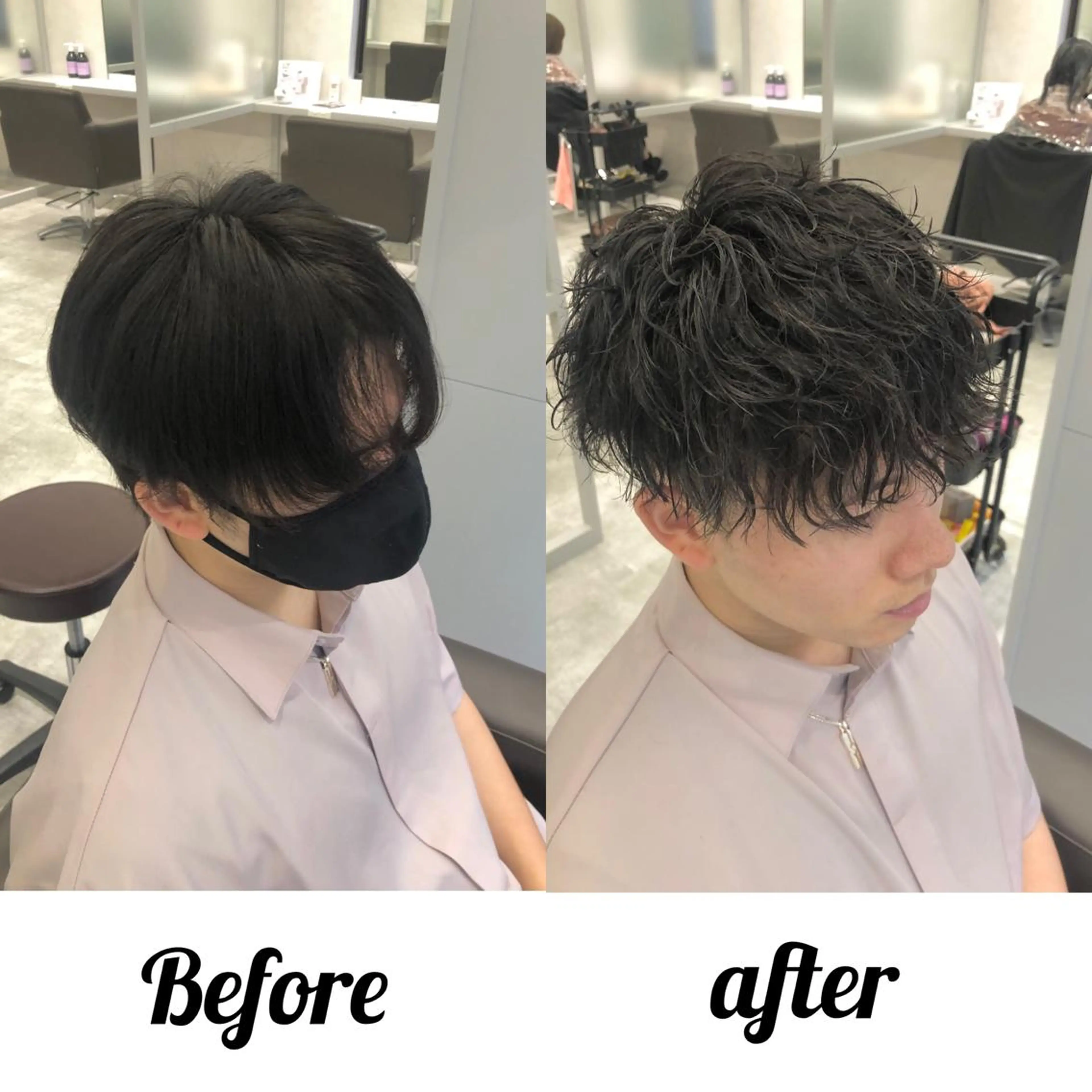 ショート カラー パーマ メンズ 関西センターパート メンズモデル募集のヘアスタイル