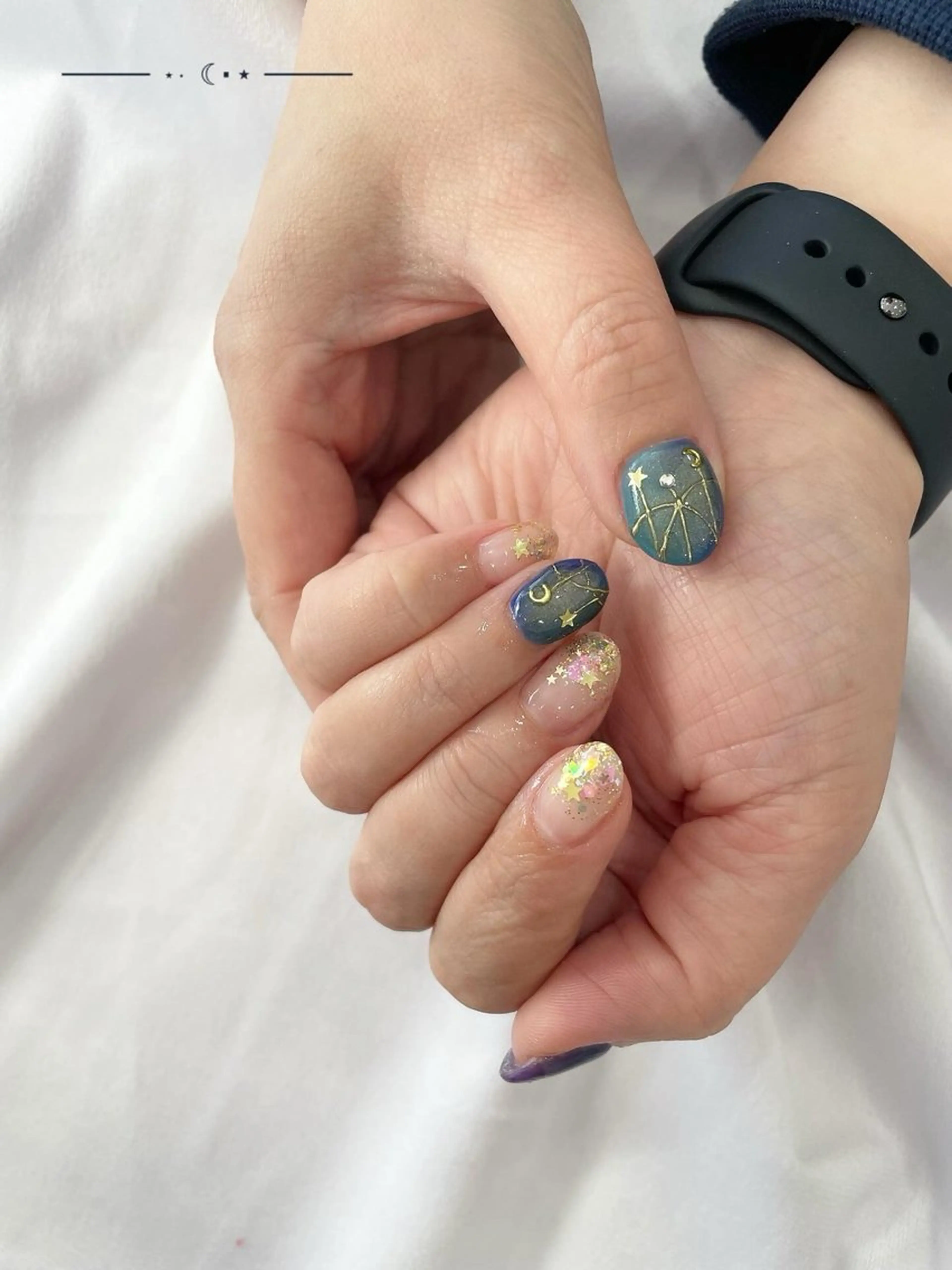 ネイル オーロラネイル ブルー グラデーション ラメ(グリッター) マグネットネイル soi.所属・f. harukaのネイルデザイン