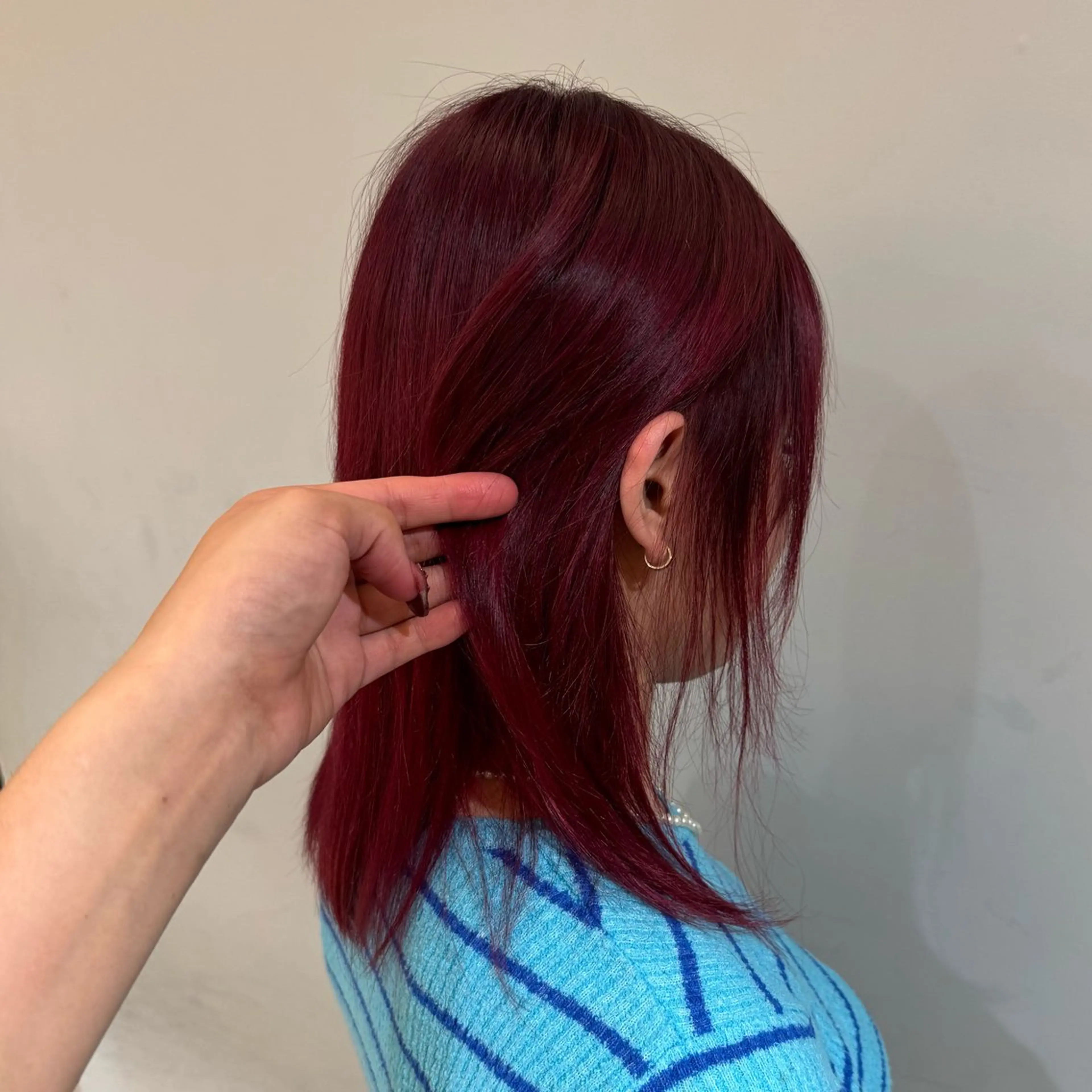 セミロング カラー ブリーチ レッドカラー ヘアカラー トリートメント 🍀ブリーチ/艶カラ ー🍀 コイケのヘアスタイル