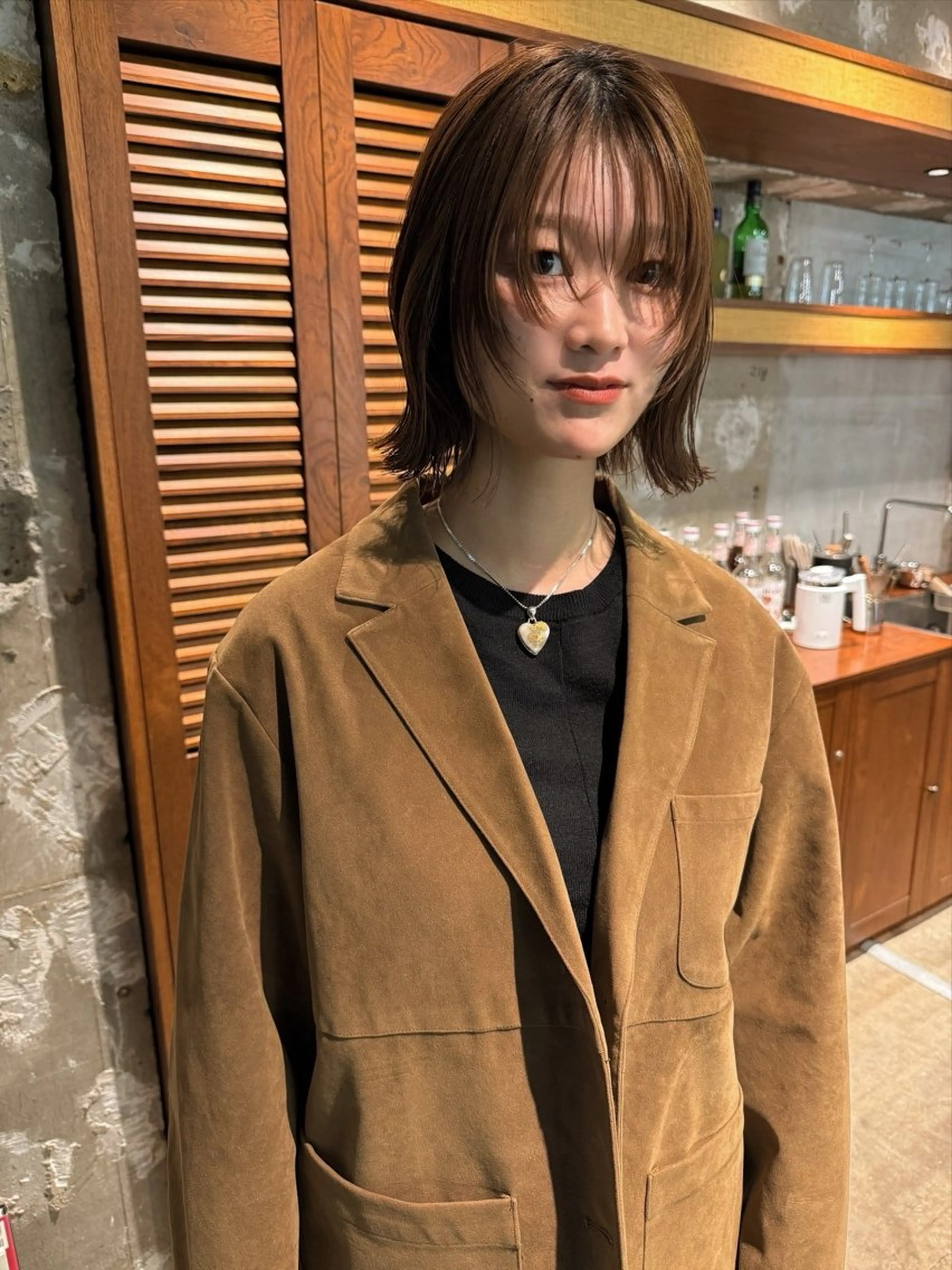 ミディアム カラー 顔まわりレイヤー レイヤーカット カット ヘアカラー トリートメント ヘッドスパ ヘアセット みほ/髪質改善/ モード/ニュアンスのヘアスタイル