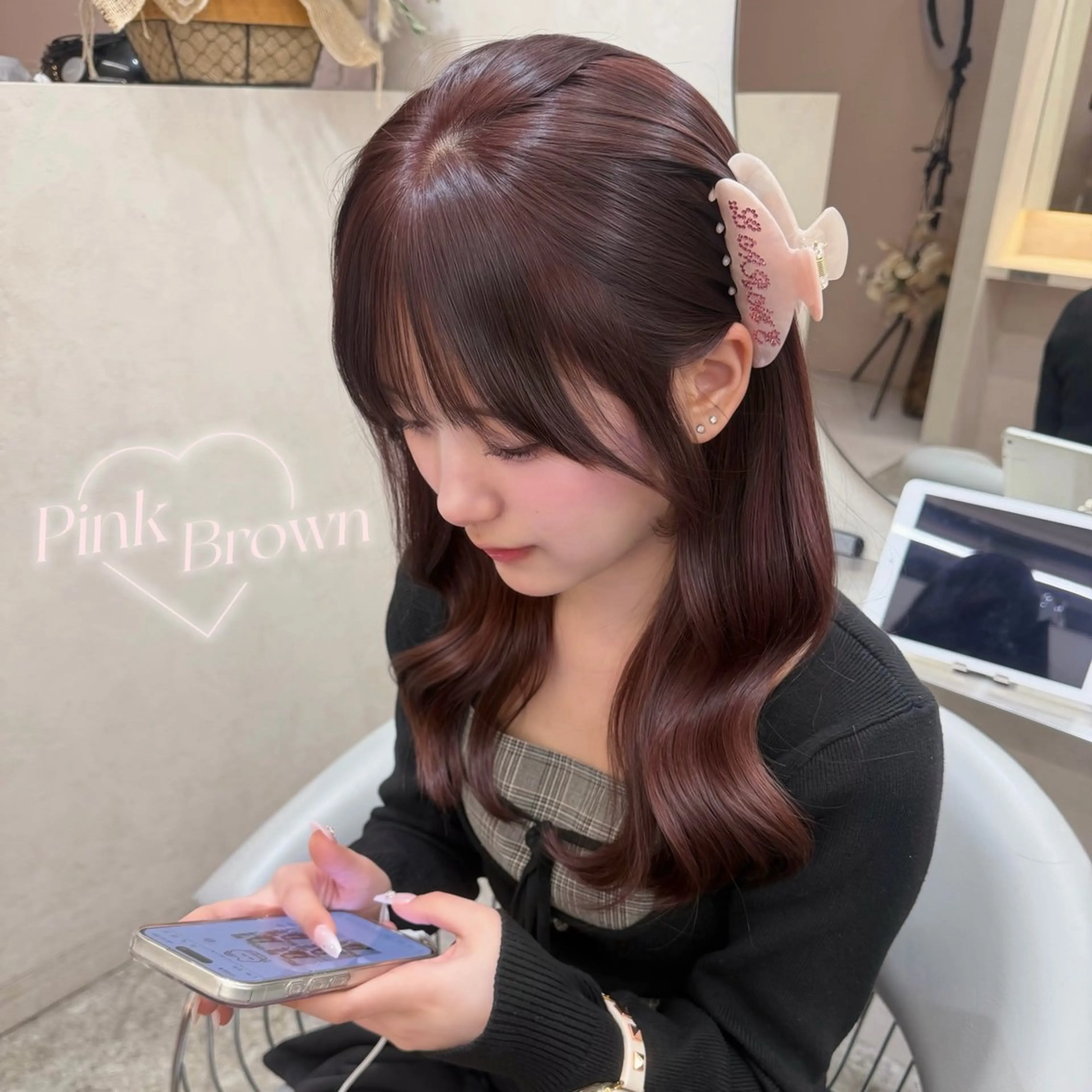 ロング シールエクステ ピンクブラウン エクステ フレンチガーリー 韓国風ヘア カット ヘアカラー トリートメント hina🎀新宿/ エクステ/girlyのヘアスタイル