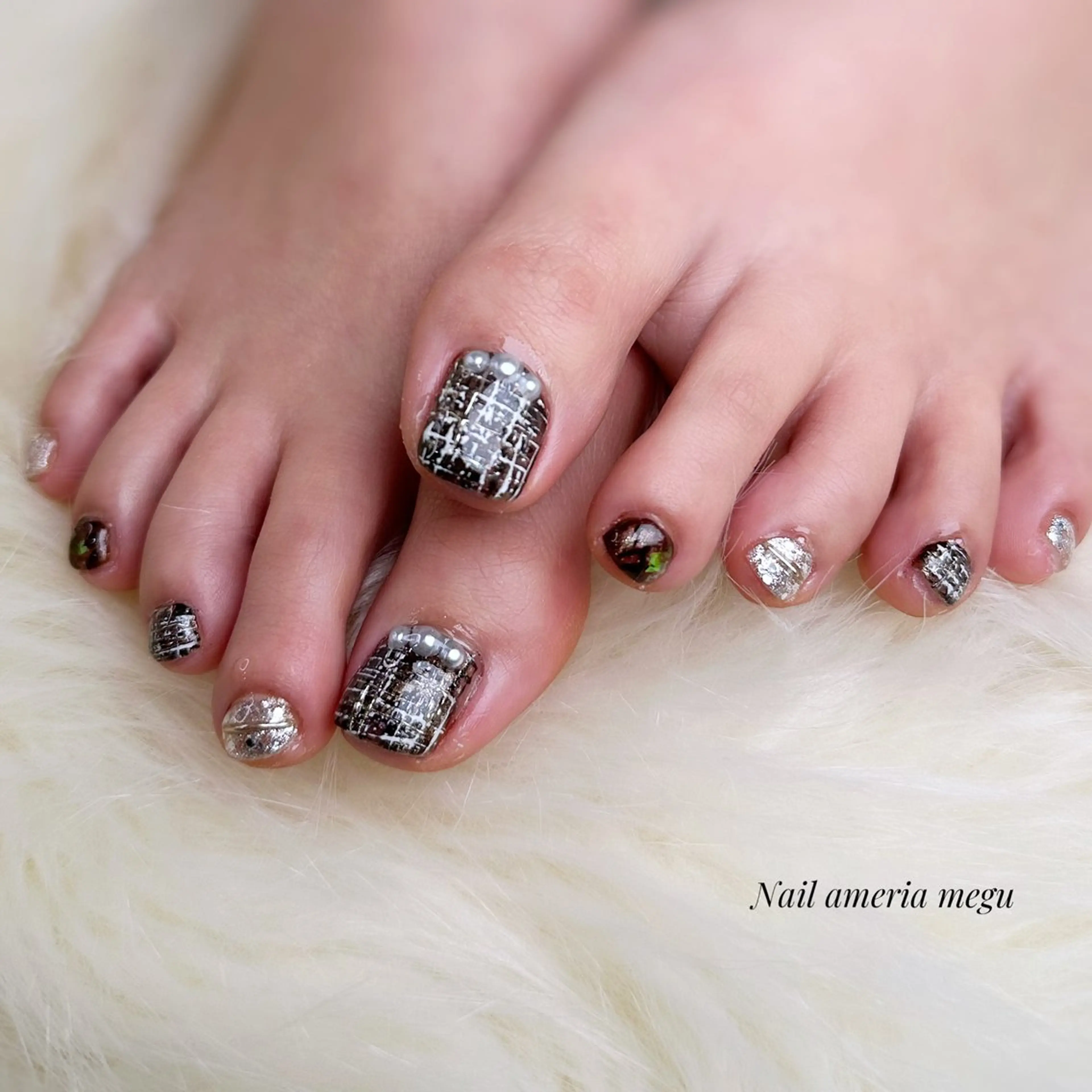 ネイル ツイードネイル フットネイル Nail ameria megu所属・ameria meguのネイルデザイン