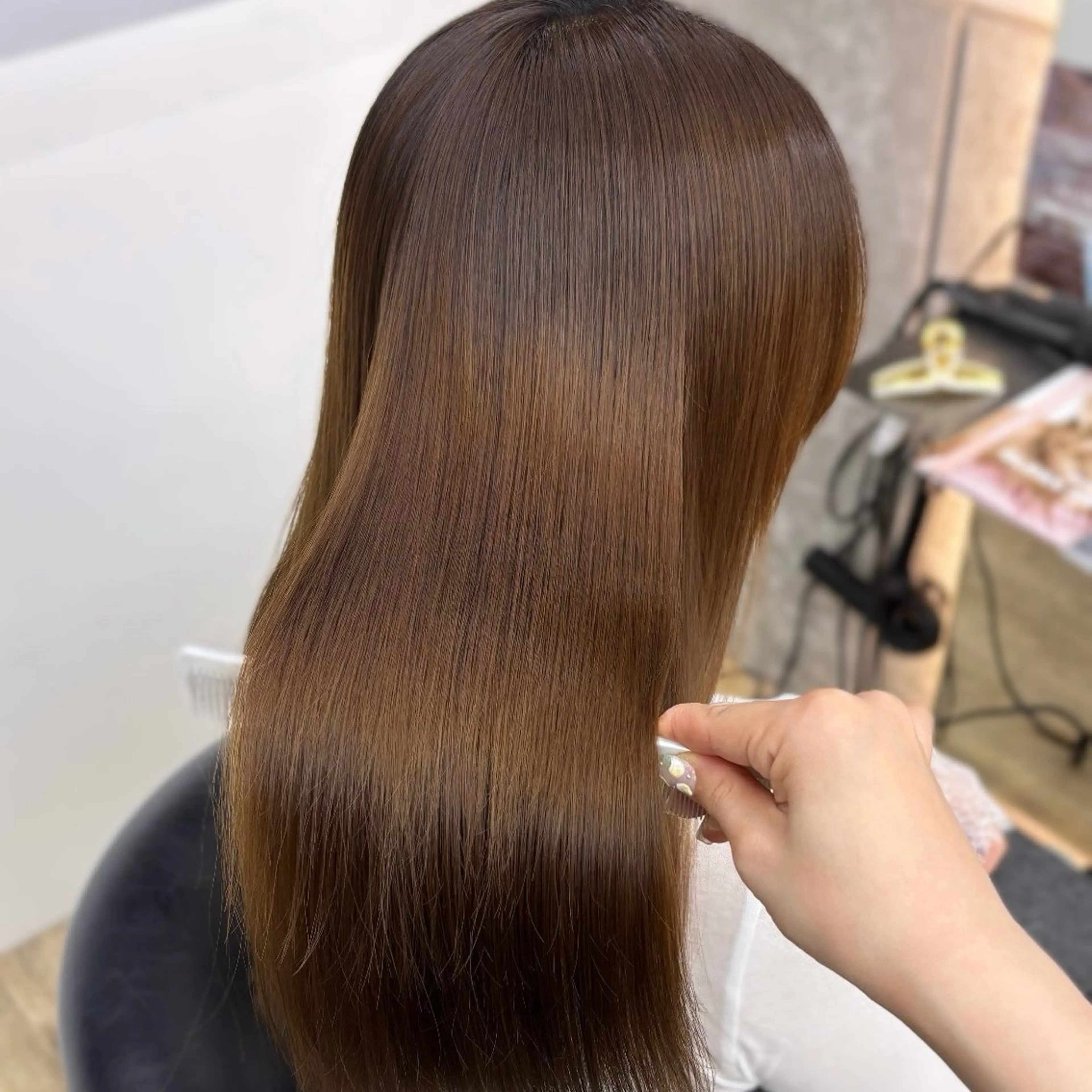 ロング 髪質改善 レイヤーカット 縮毛矯正 カット 縮毛矯正 トリートメント 韓国レイヤー🇰🇷 /縮毛矯正💎/月音のヘアスタイル