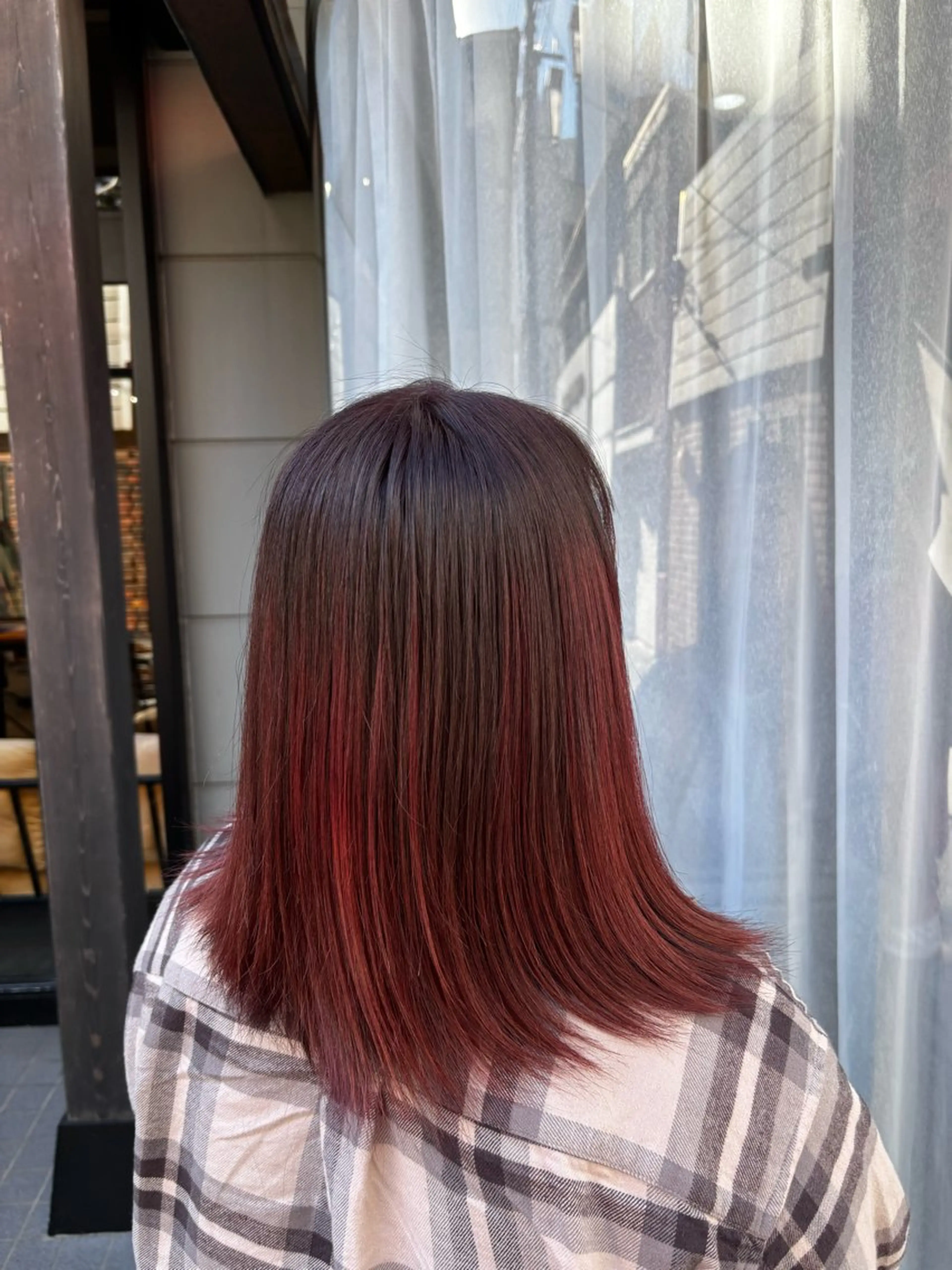 ミディアム カラー ボルドーカラー 艶髪/縮毛矯正 /hikaruのヘアスタイル