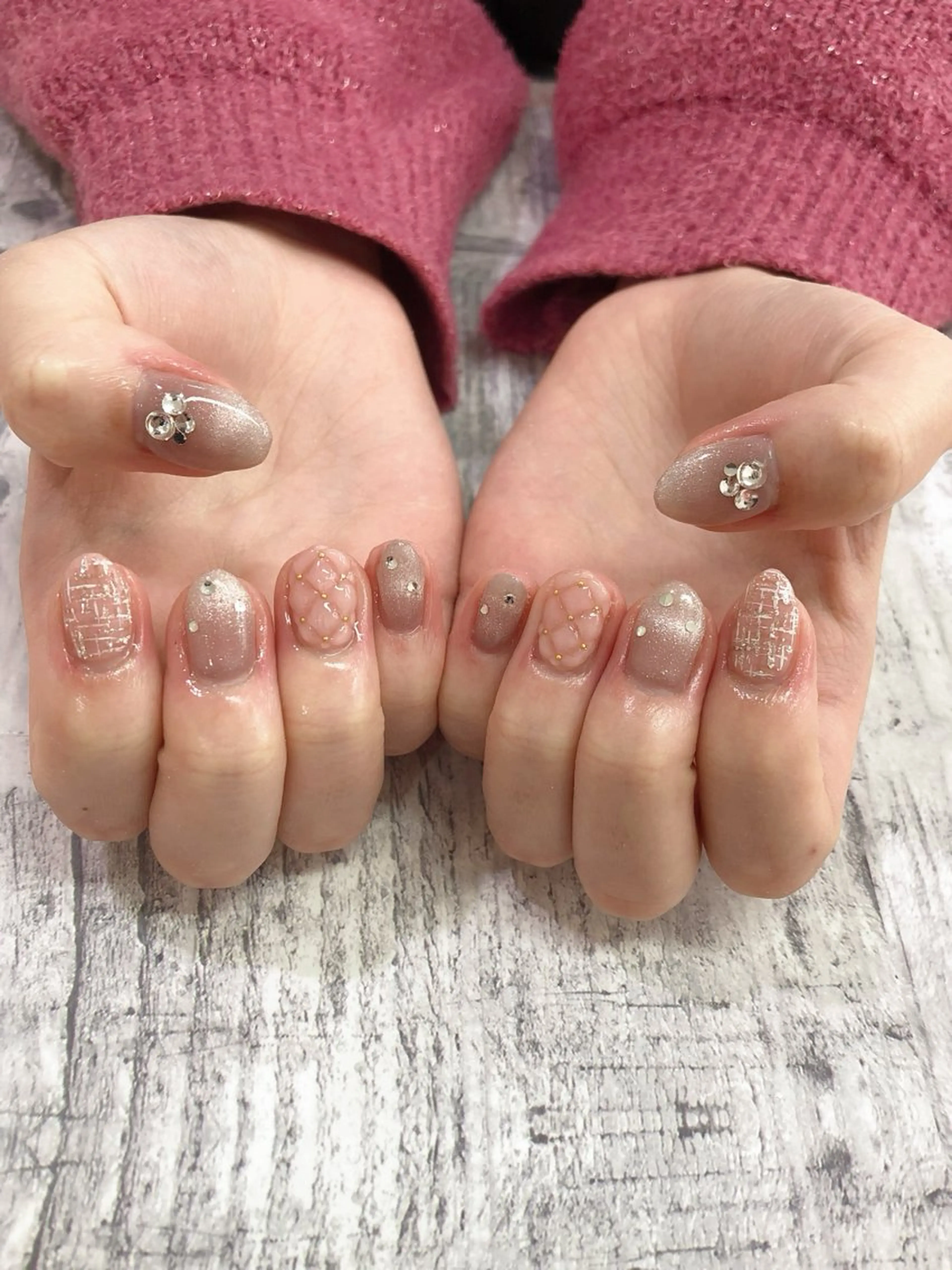 ネイル ツイードネイル ハンドネイル 🌺Bianca立川 HAGA🌺のネイルデザイン