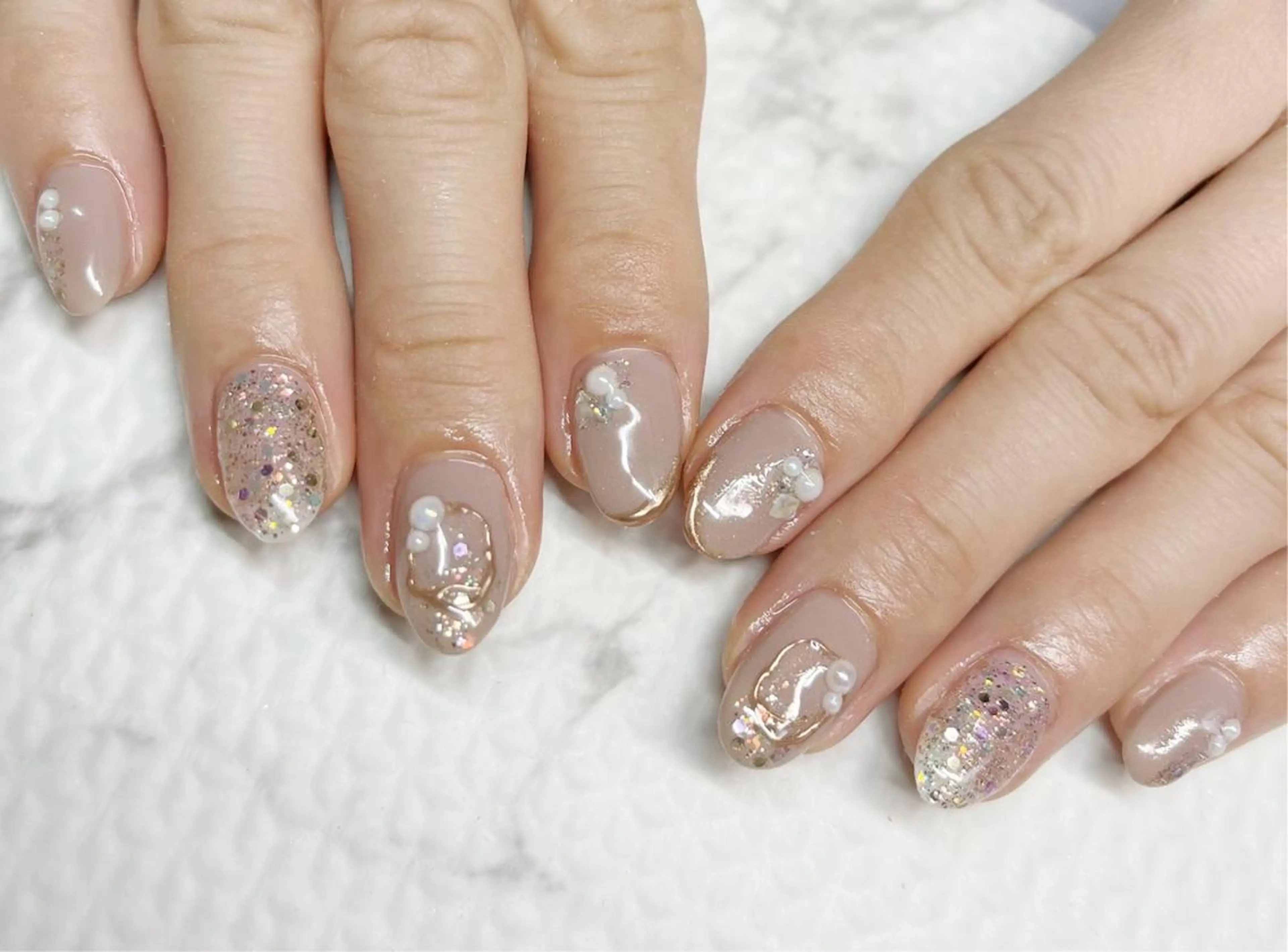 ネイル アニマル柄 べっ甲ネイル フットネイル グリーン オフィスネイル Lily Roseスタッフ一同のマツエク・マツパデザイン