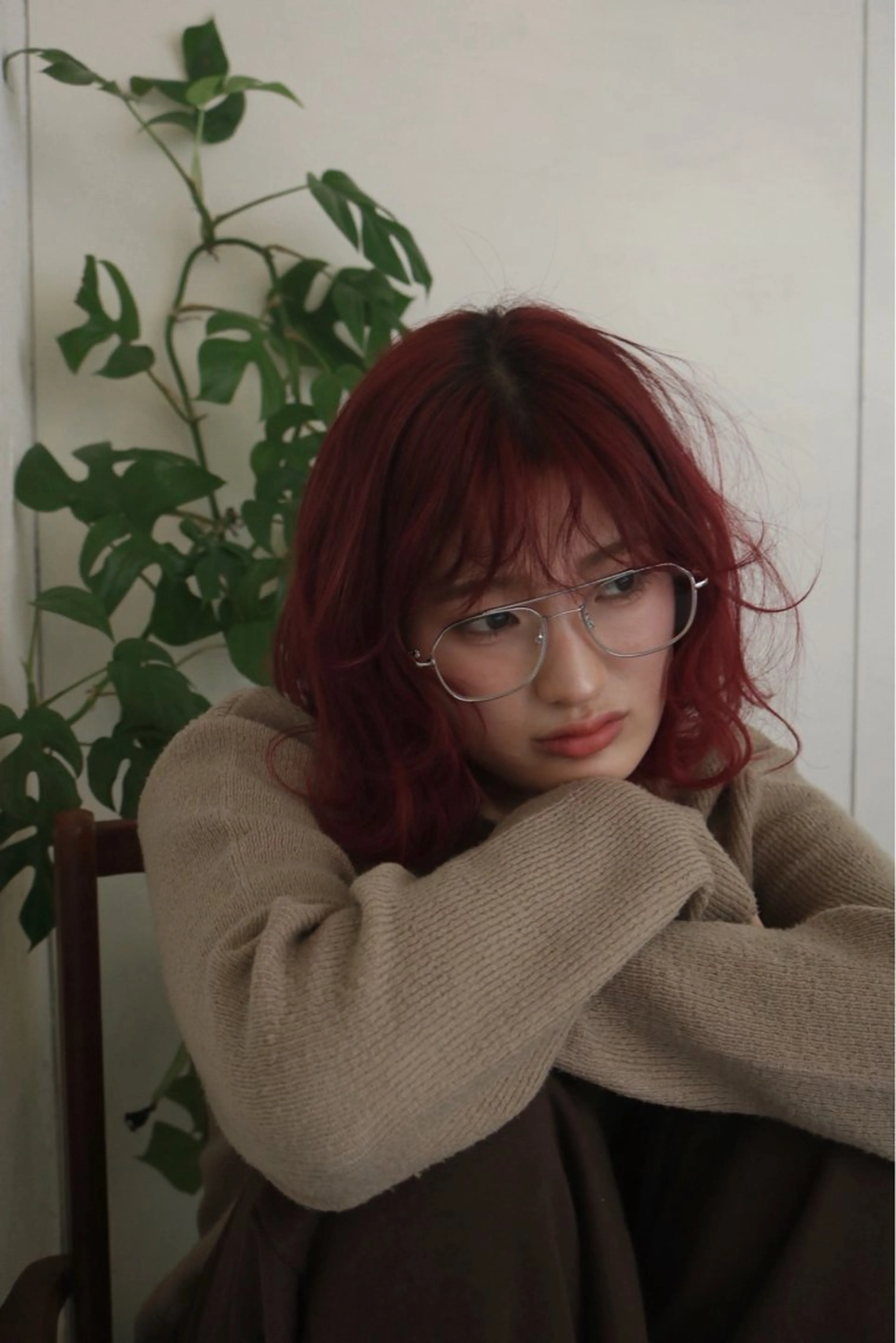 ミディアム カラー レッドカラー ボブ レイヤーカット ウルフカット ウルフボブ カット ヘアカラー トリートメント ooit 【オーイット】のヘアスタイル