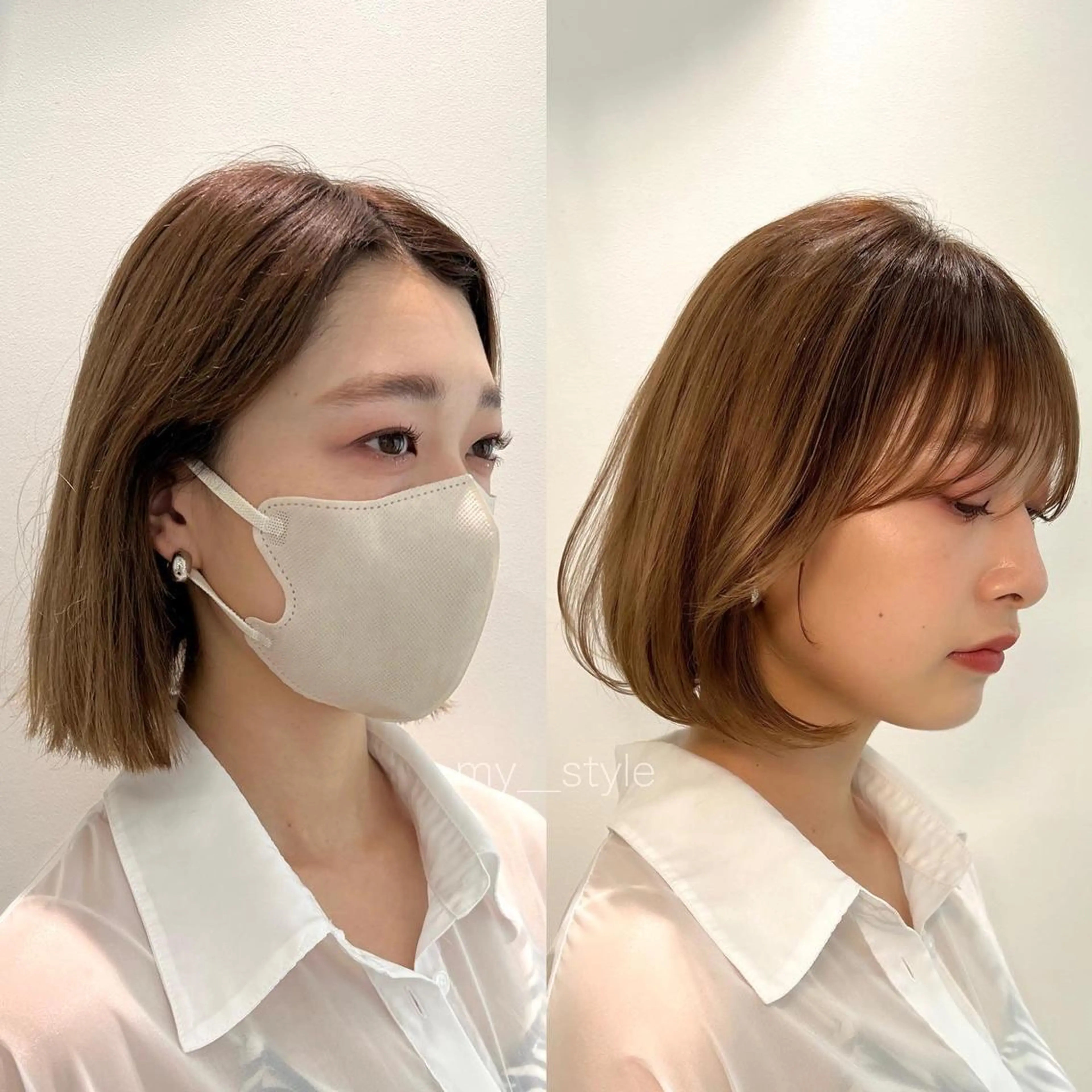 ミディアム カラー ヘアアレンジ ✨まとまるボブ/ 切りっぱなし/ユキナのヘアスタイル