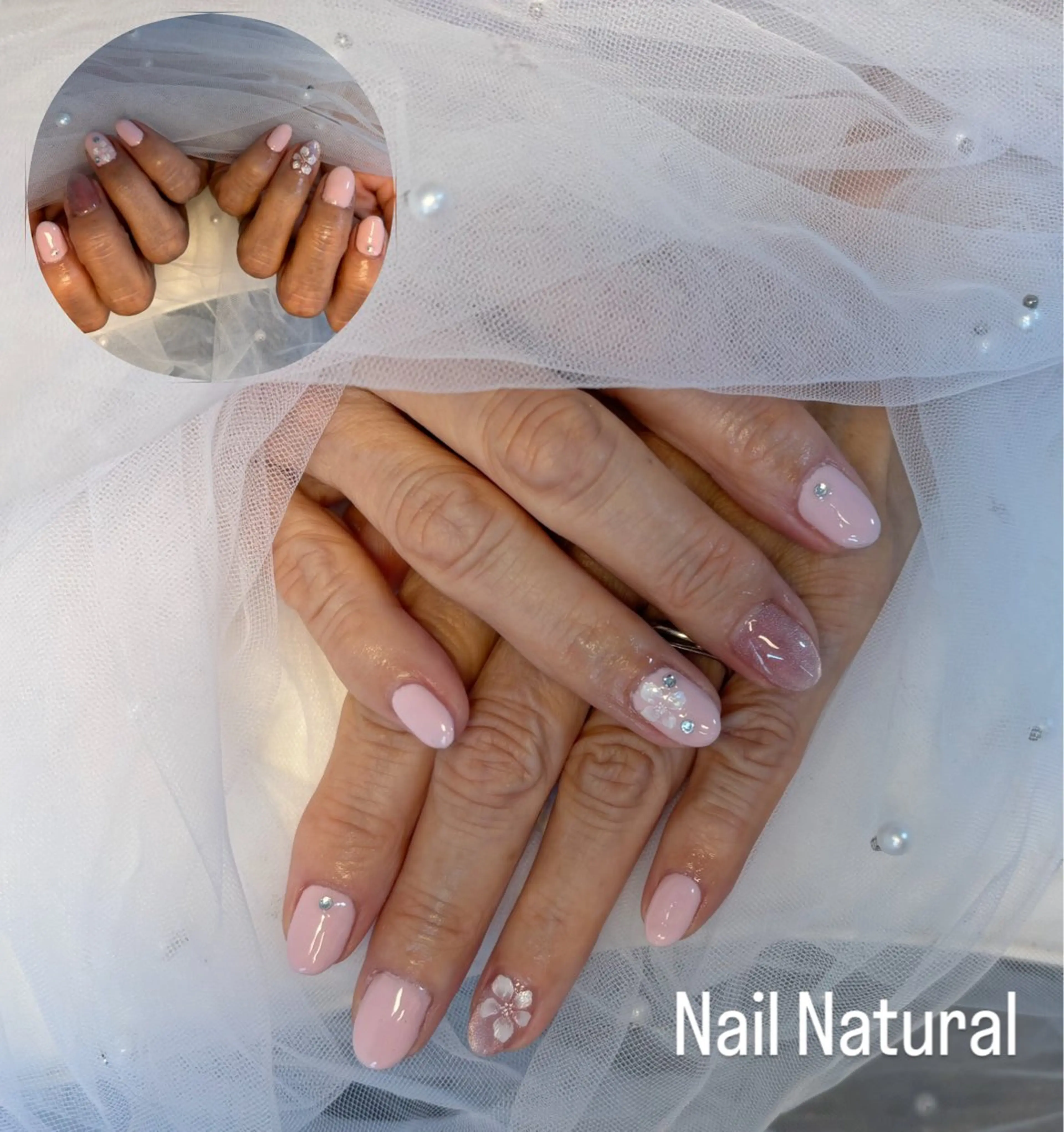 ネイル フラッシュネイル フットネイル フレンチネイル ジェルネイル ガラスフレンチ Nail salon Natulalのネイルデザイン