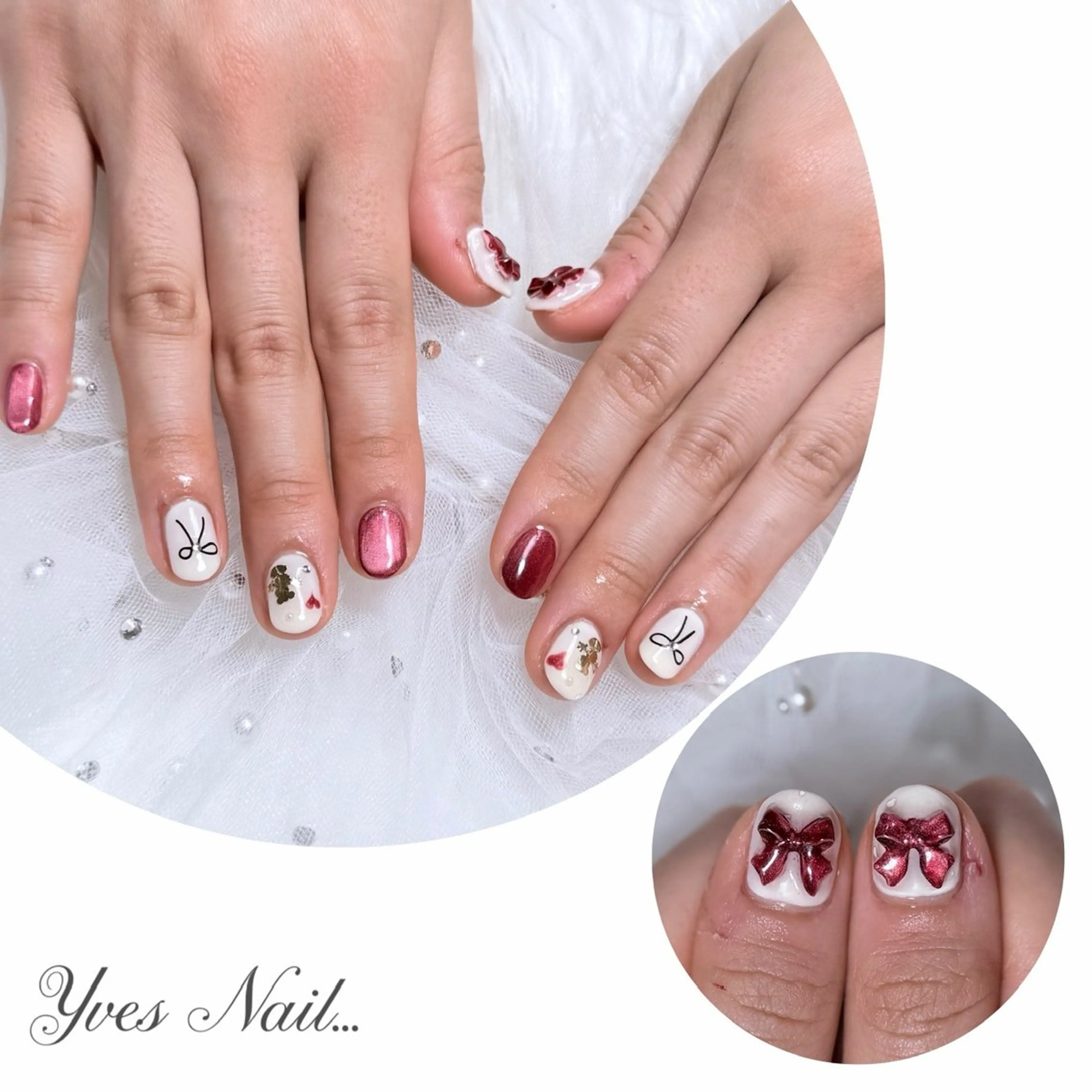 ネイル マグネットネイル リボン ハンドネイル kanno yのネイルデザイン